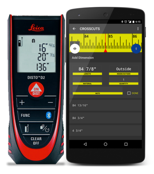 eTape Construction with its integrated laser distance meter, the DISTO from Leica Geosystems.