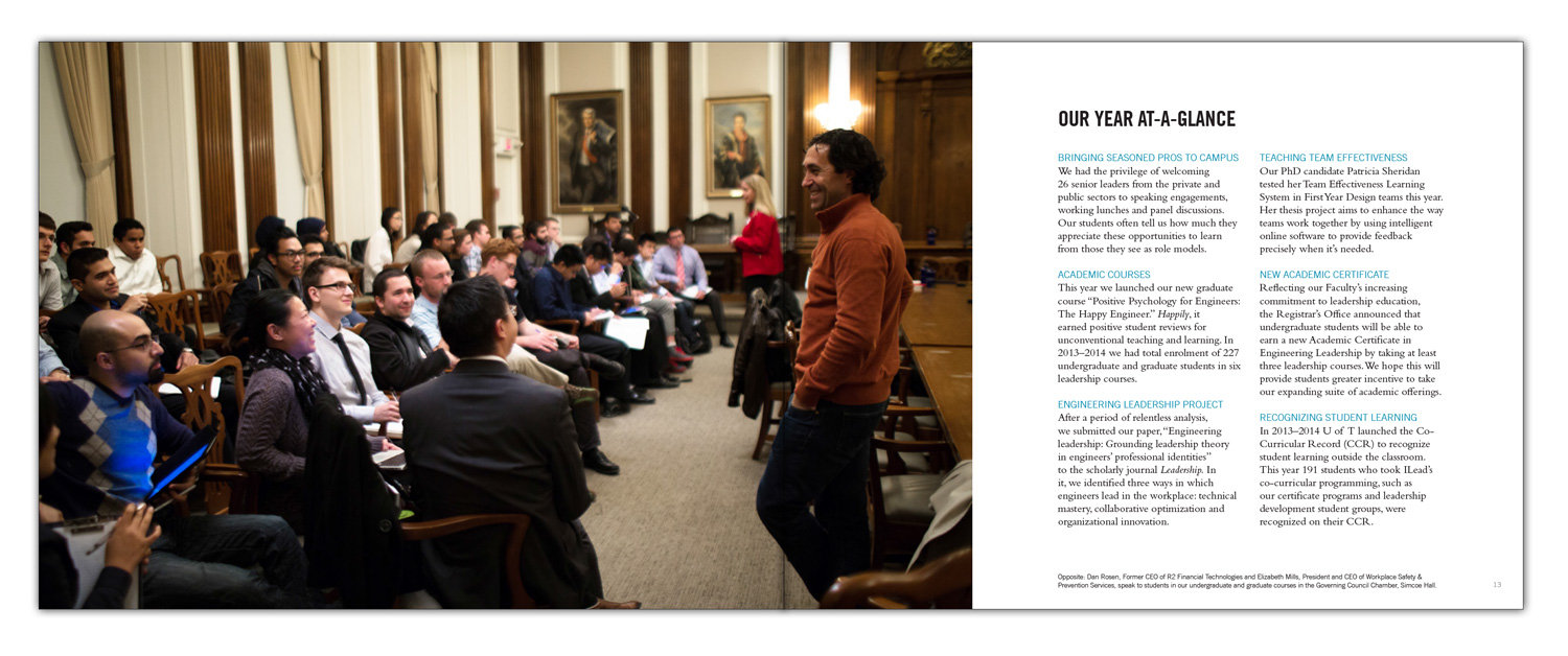 This spread shows an image running across two-pages, keeping things visually interesting.