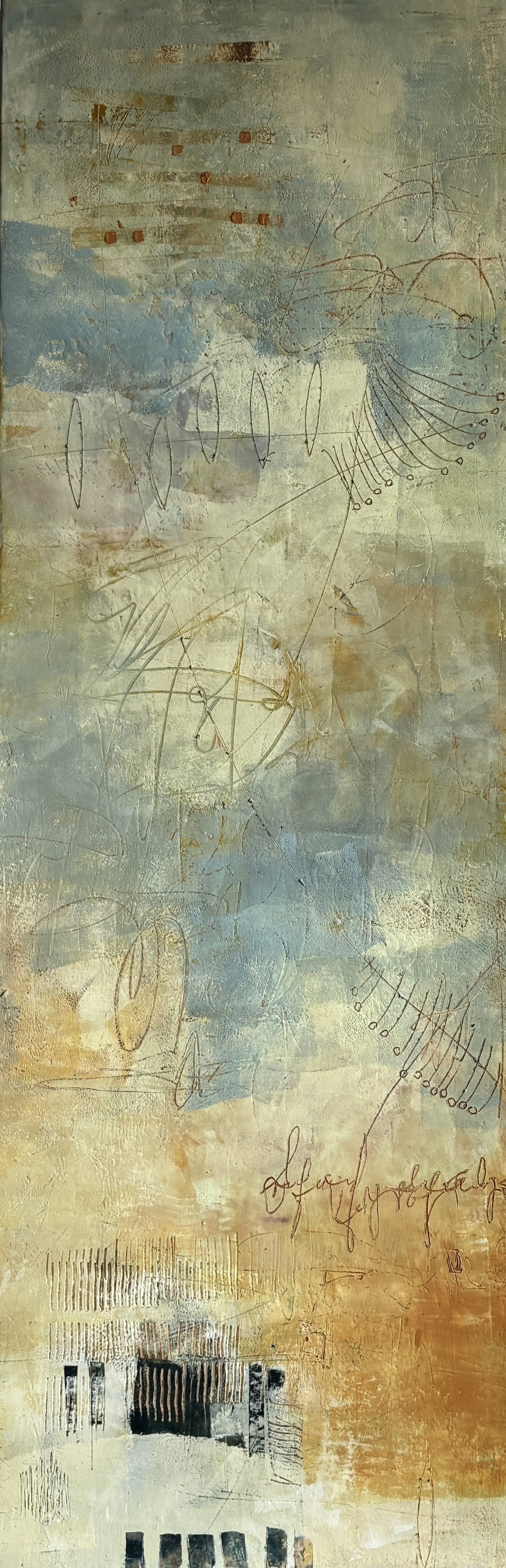 In the Clouds 10.5x29x1.5"on panel/framed