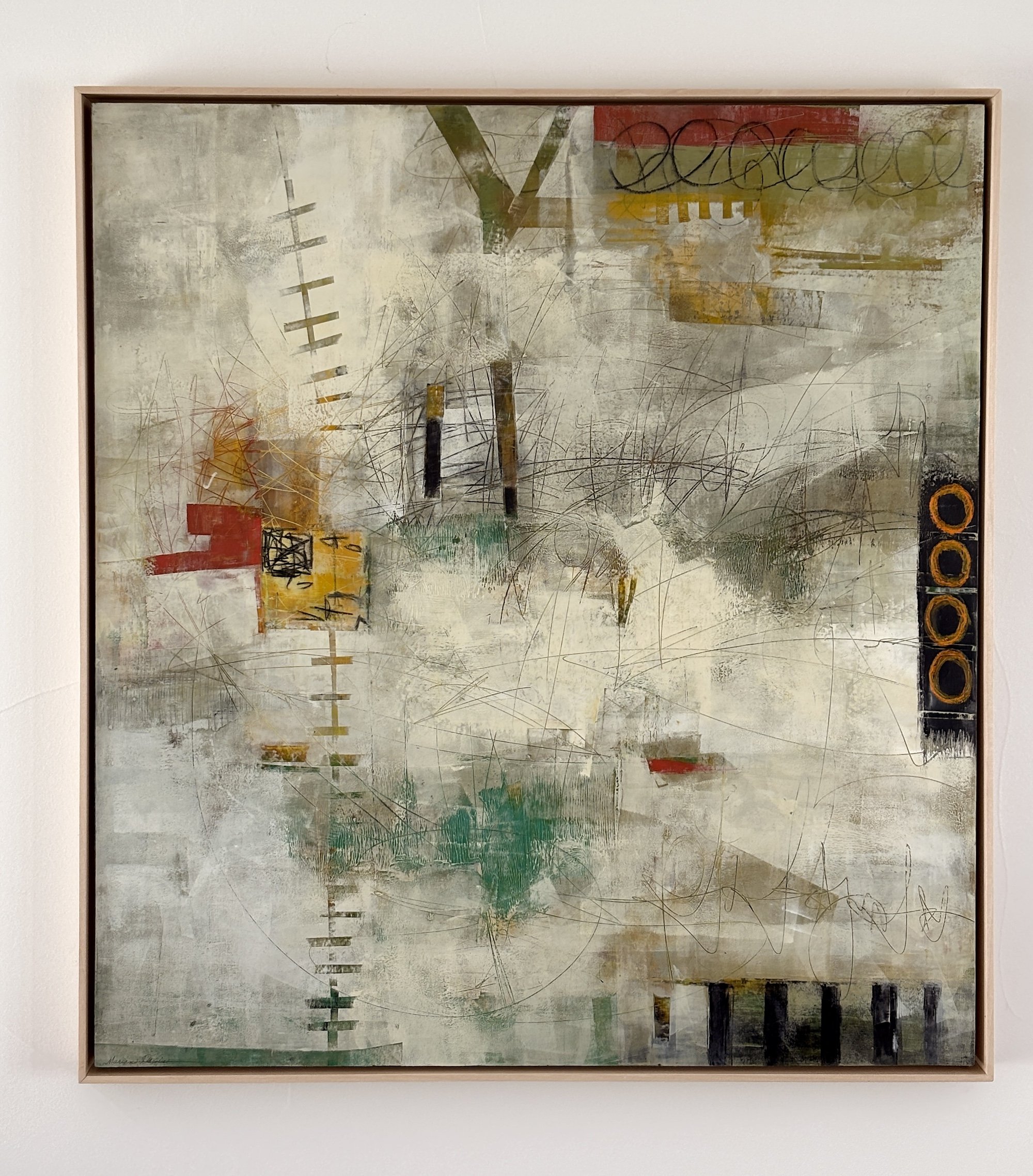 Working on the Railroad 33x33x1.5"on panel/framed