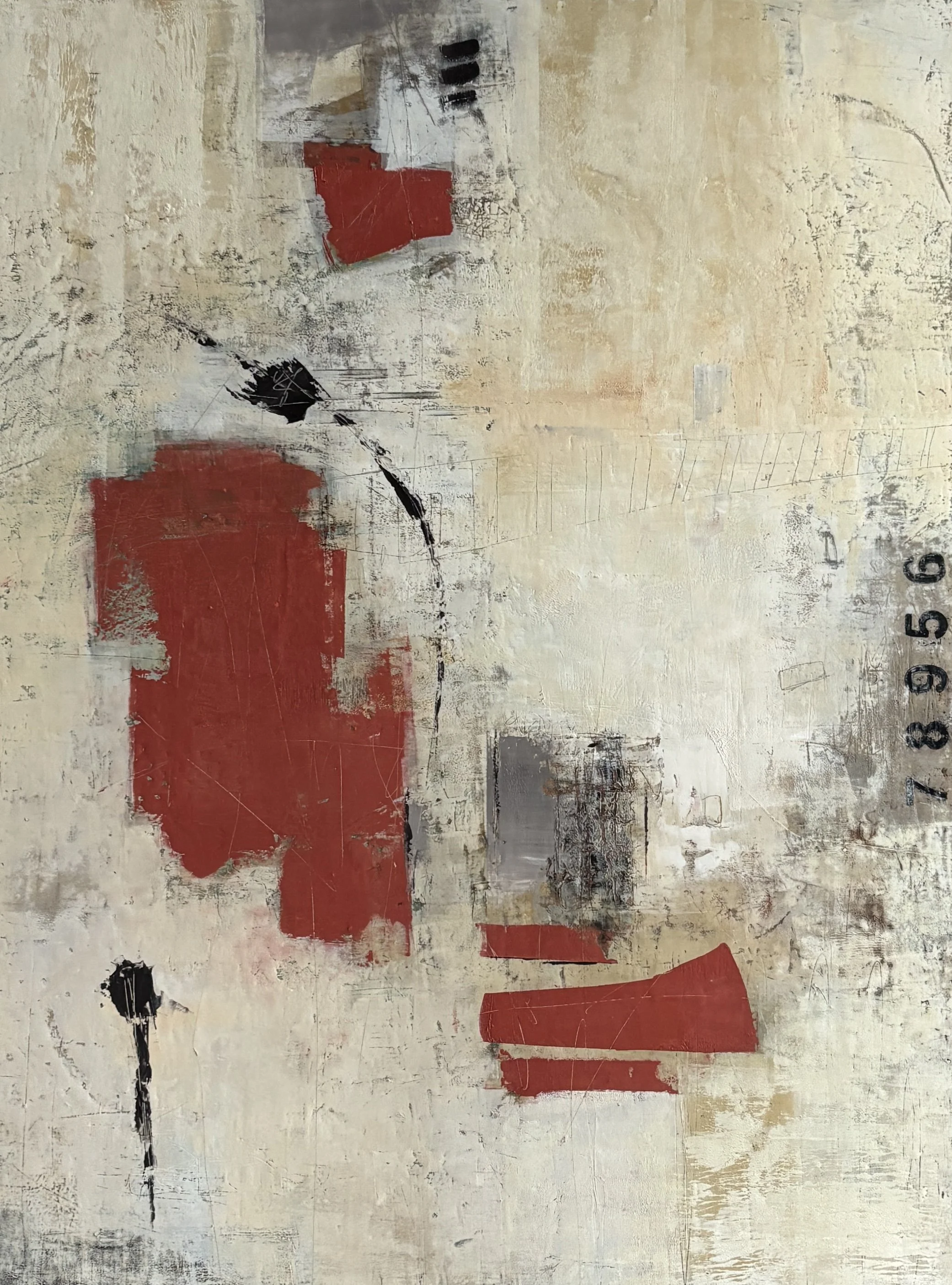 Defining Red/24x32x1.5"on panel/framed