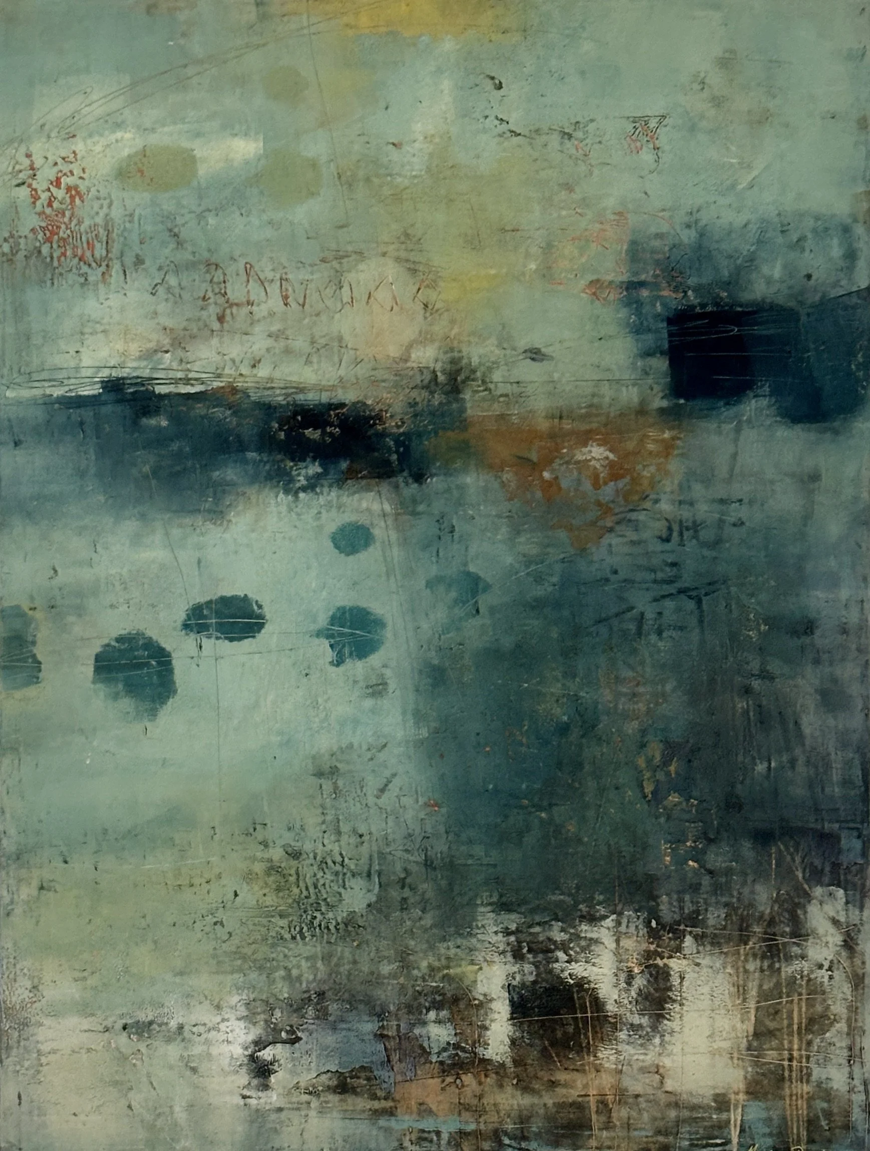 Heavenly Blues 19x25x1.5"on panel/framed