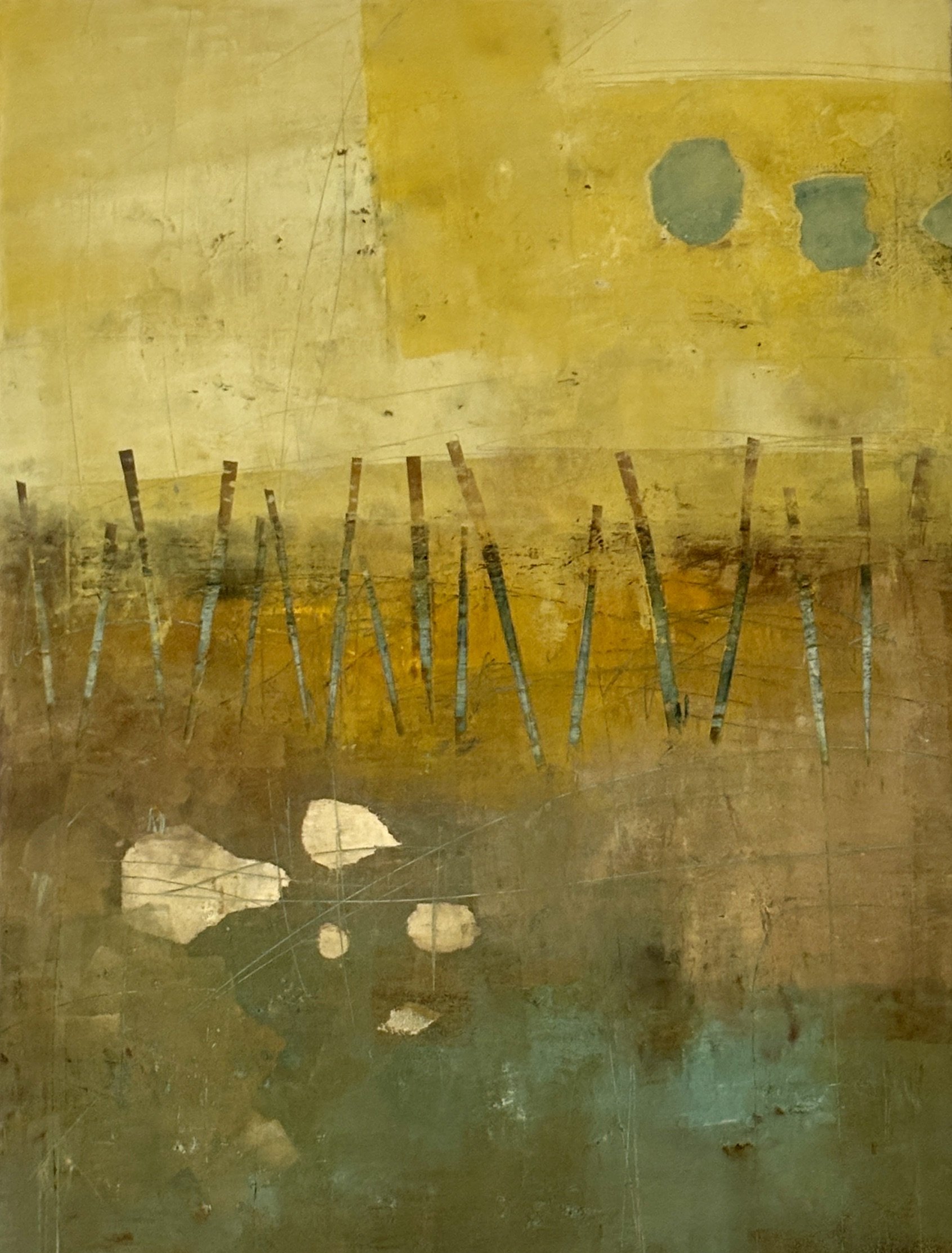Sticks and Stones 19x25x1.5"on panel/framed