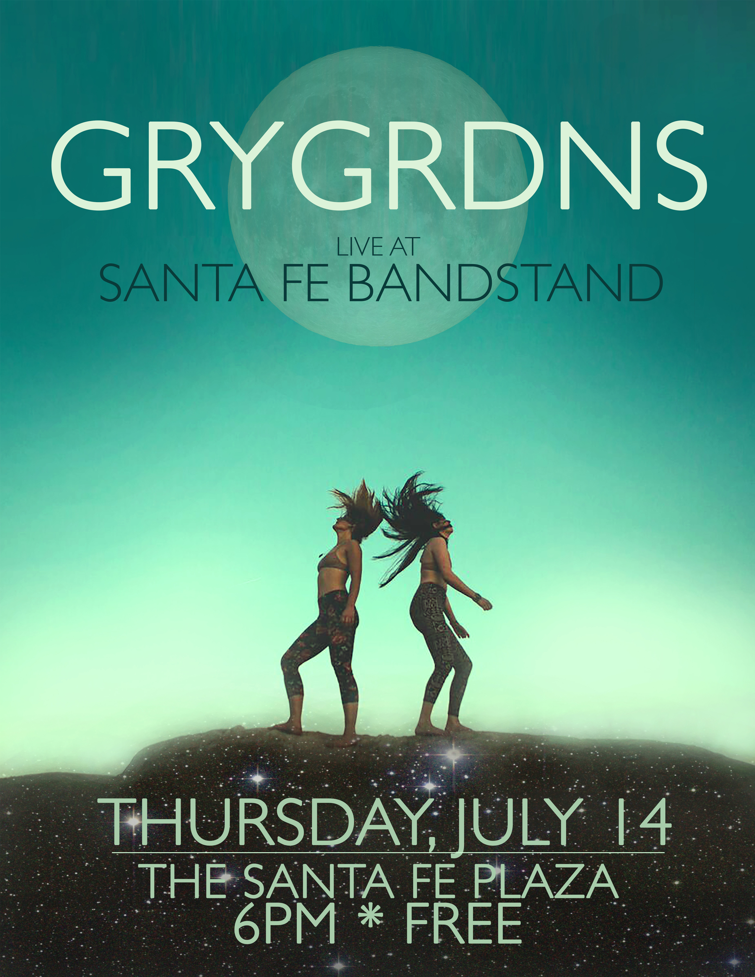 GRYGRDNS will perform at this year's Santa Fe Bandstand on Thursday, July 14th. The annual summer long music festival begins on July 5th and runs through August 26 and brings a wide range of local, national and international acts to perform in the heart of downtown Santa Fe. GRYGRDNS plays at 6pm and all Bandstand shows are free and open to the public. For more information vistit: http://santafebandstand.org/event/grydrdns/