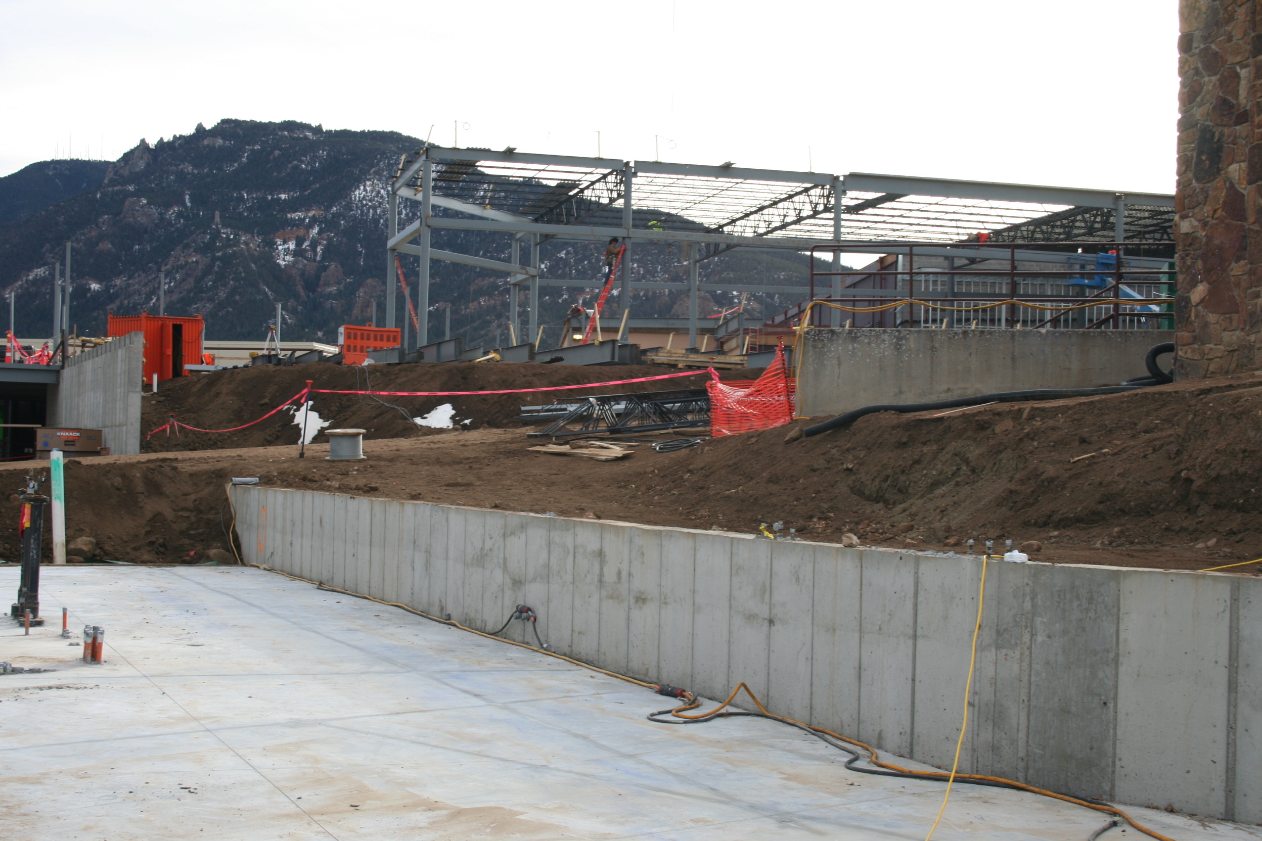  The slab of the academic addition is ready for the upcoming steel to be erected near the commons. 