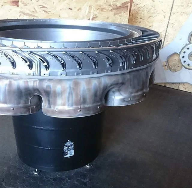 F4  Phantom Jet engine coffee table. Finished and being by crated for a client. ✈✈✈✈✈✈✈✈✈✈✈✈✈✈✈
Custom made and available on my website. 
#neomoddesign #industrial #interiordesign #interiors #decor #design #art #engineering #avgeek #aviators #pilotli