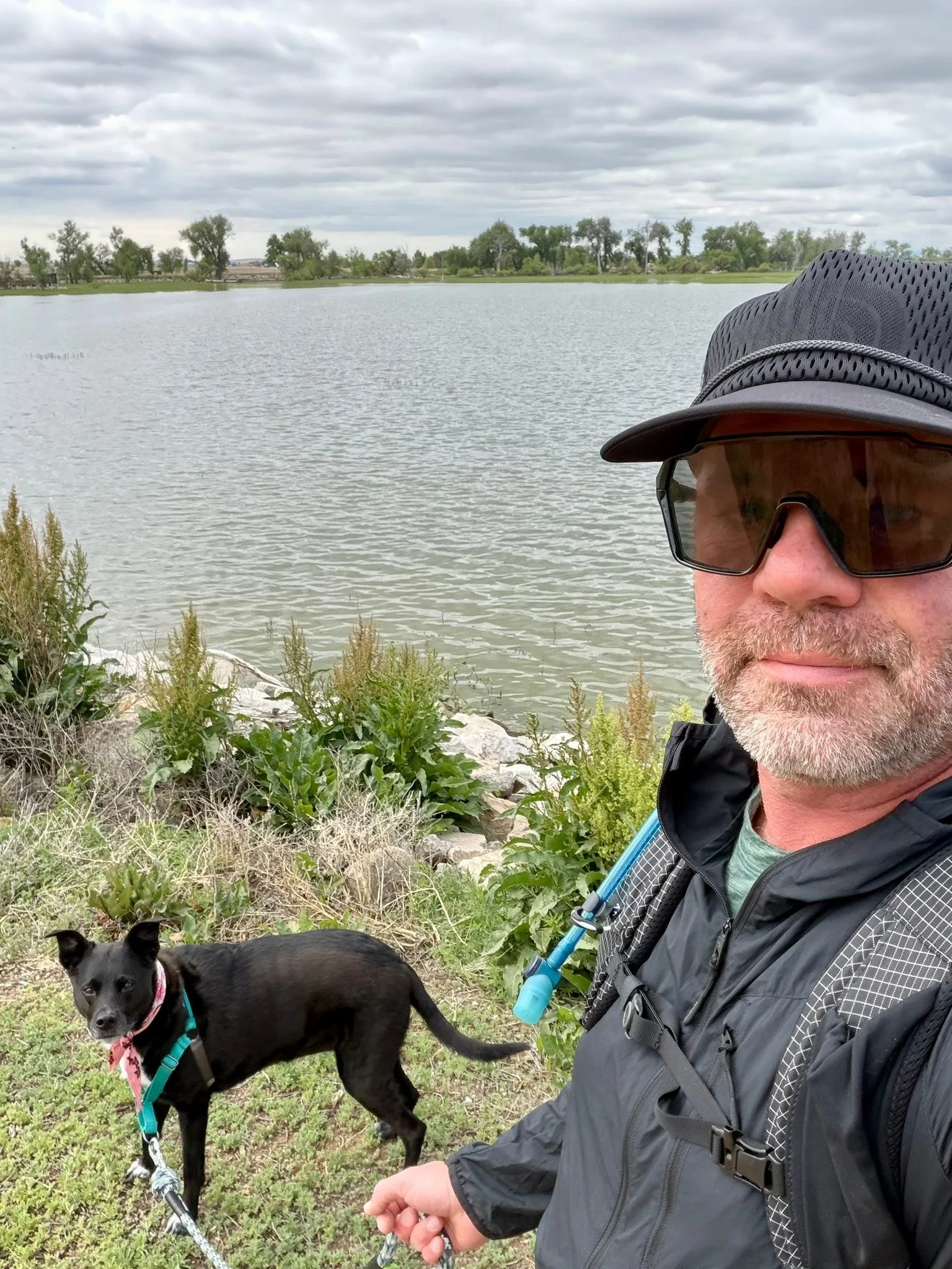 Wonderful walk by the lake with my adventure buddy Chloe. Had the whole place to ourselves. Lots of birds including Some red tail hawks.