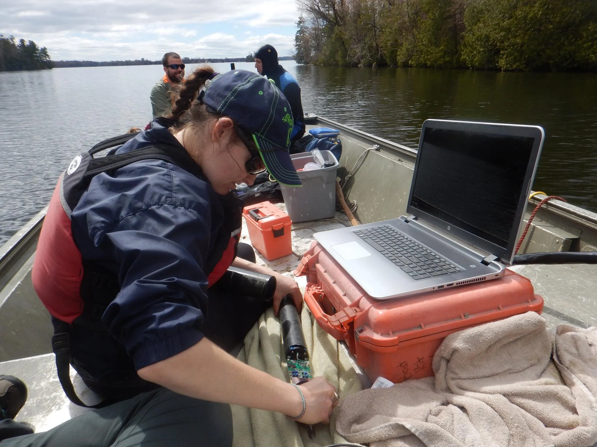 A day out on the lake deploying receivers.