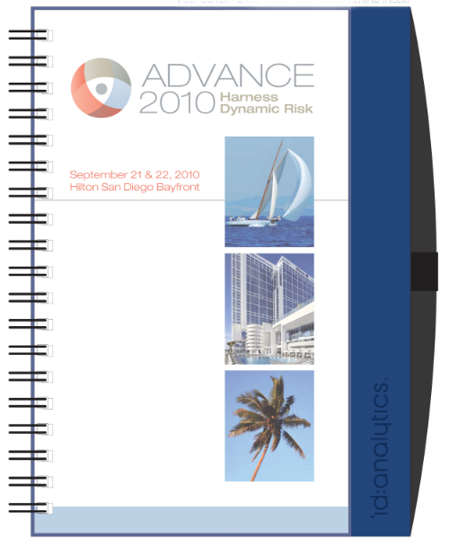 ID Analytics Conference Branding and Materials We created a conference brand and the collateral materials for the ID Analytics annual conference. The collateral materials created each year include the invitation, guide (photo above), signage, multiple presentations and an email marketing campaign.