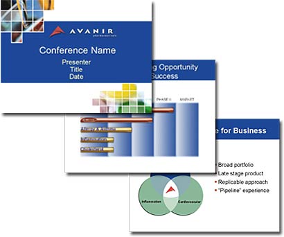 Avanir Pharma Shareholder Presentation The Avanir corporate shareholder presentation goal was to simplify complex data and formulate a clear, concise message that was critical for Avanir in their fund raising efforts. Ultimately, they were acquired by AZUR Pharma with whom we continue an ongoing relationship.