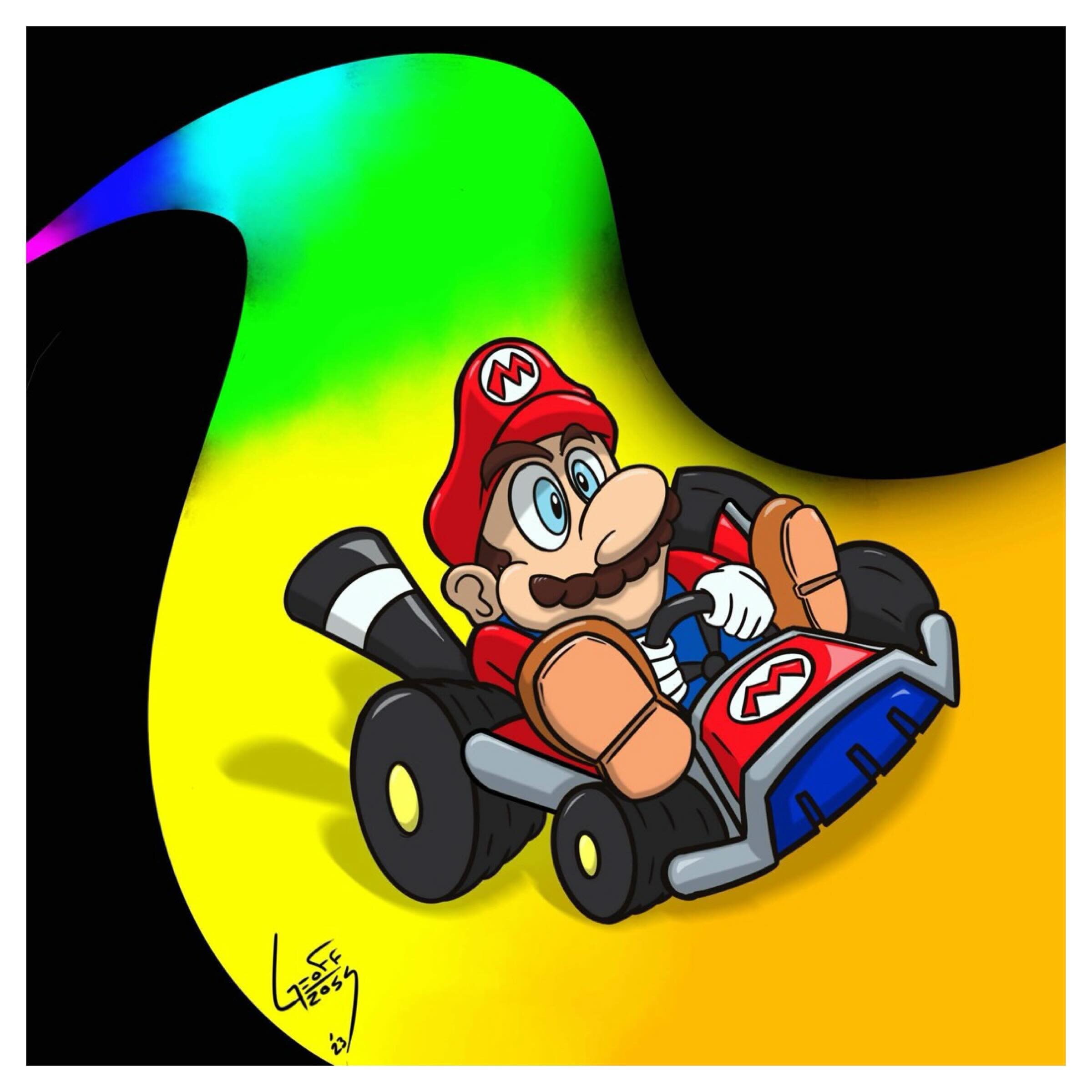 Here&rsquo;s a trippy MAAAAArio on his MAAAAArio Kart from a while back that I never posted.