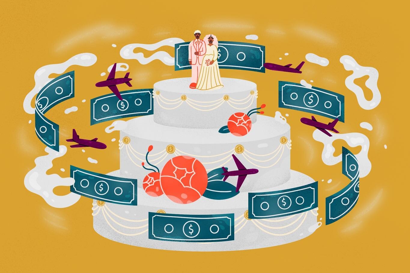 Happy Friday! Already went live, I&rsquo;m just now sharing, what&rsquo;s new haha. A new fave illo for The Washington Post&rsquo;s travel section, @bytheway on travel spending for weddings. BIG thank you to AD @kattyhuertas, who was so patient when 