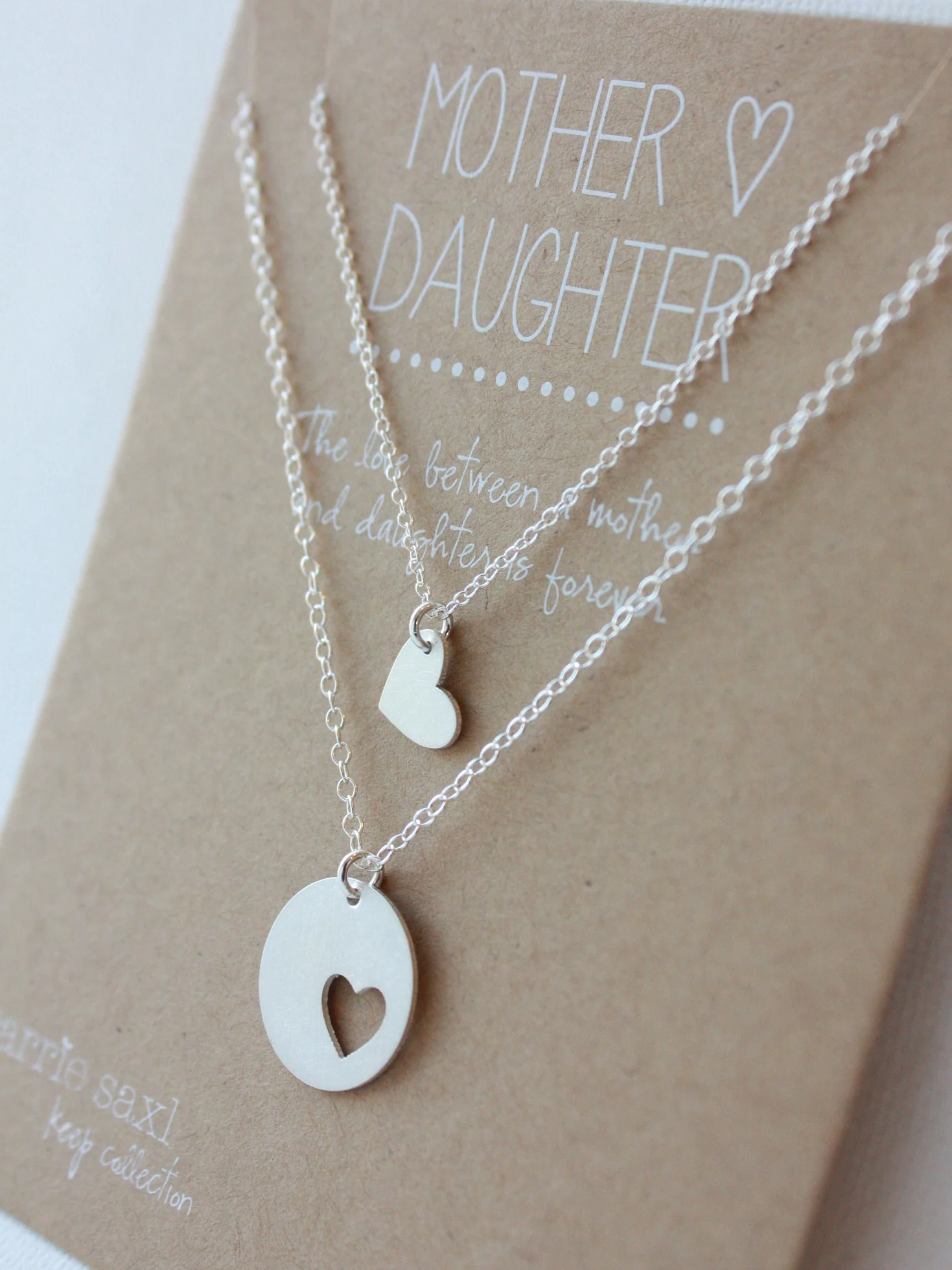 Circle Heart Necklace Set - Silver