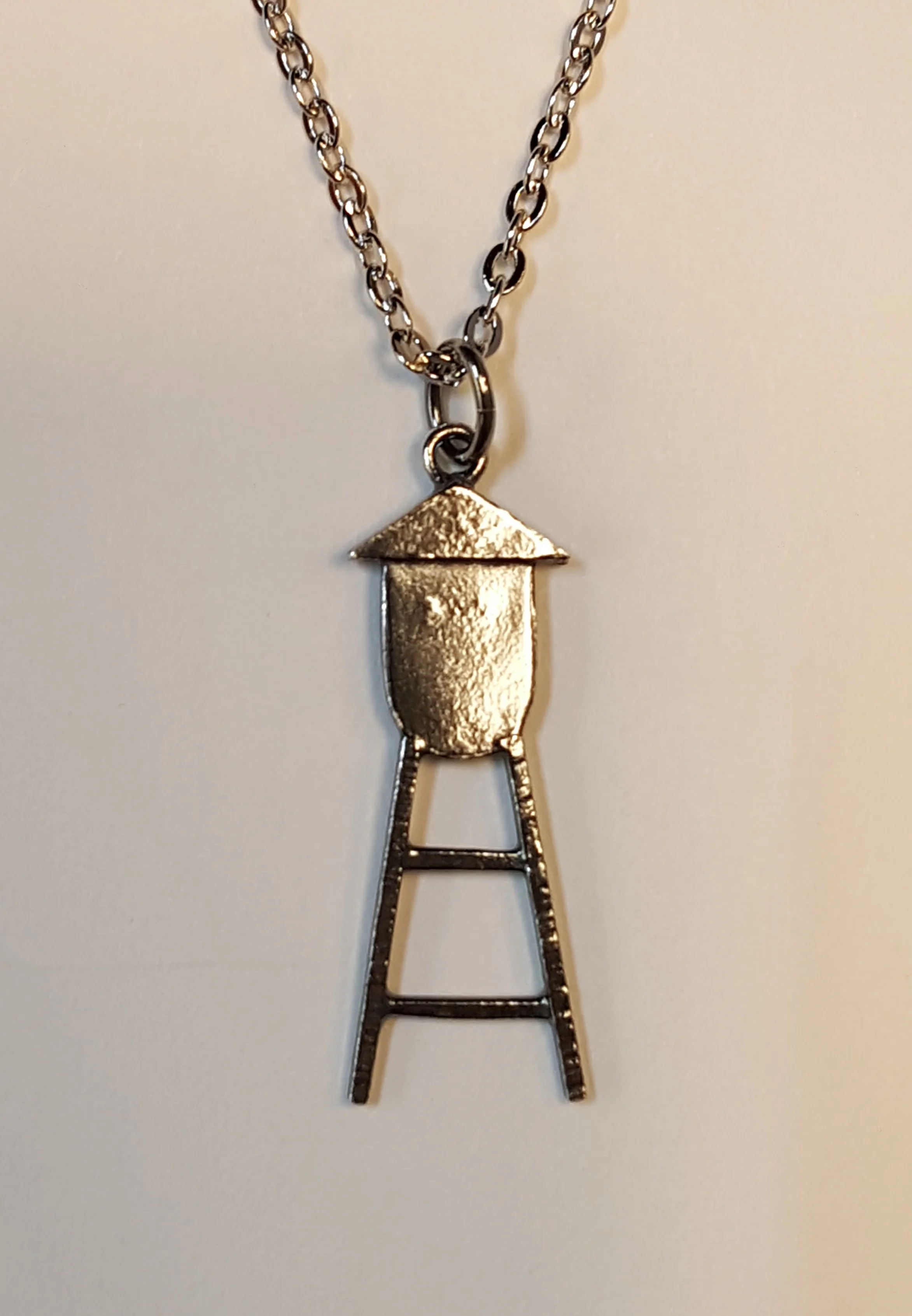 Small Sterling Silver Water Tower Pendant