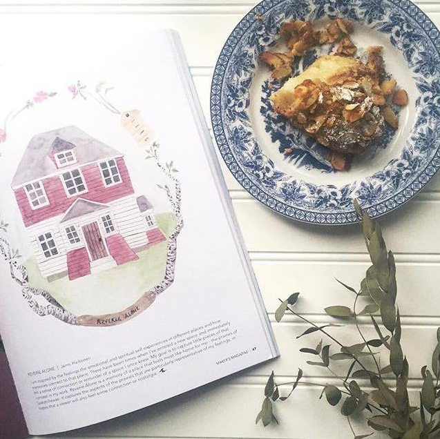 "Almond croissant & @makersmovement magazine on a rainy day. So cool to see my artwork in print! I was also thrilled to see so many other makers' that I've connected with scattered throughout the magazine. This Instagram community of creatives astonishes me constantly." - @jennihaikonen