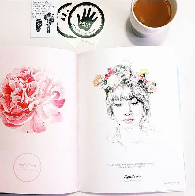 " Nothing like drinking your morning coffee, reading the first issue of #makersmovement magazine, and seeing your work in there! So proud and happy to be included in this incredible group. Go get a copy!" - @inkillustrations
