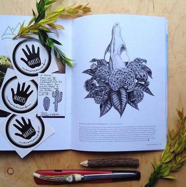 "T he gorgeous #makersmagazine by @makersmovement is finally here and I am swooning. Super inspired by the other artists in these pages who also use nature as their muse! Thank you Sam for creating a positive community, for encouraging my artwork and for curating my work into this amazing magazine; I am insanely proud to be a representative of your movement and so honoured to be in the pages of the first beautifully published issue. It is a beautiful collection of words and creations by creative women who can't help but connect with Mother Nature through craft." - @naturesmyfriend