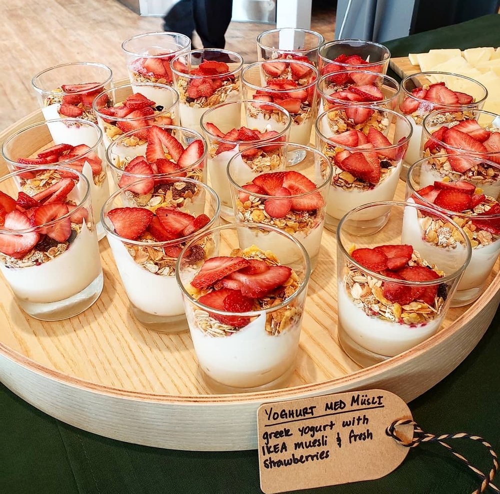 Yoghurt and Musli  Greek yogurt with muesli and strawberries  