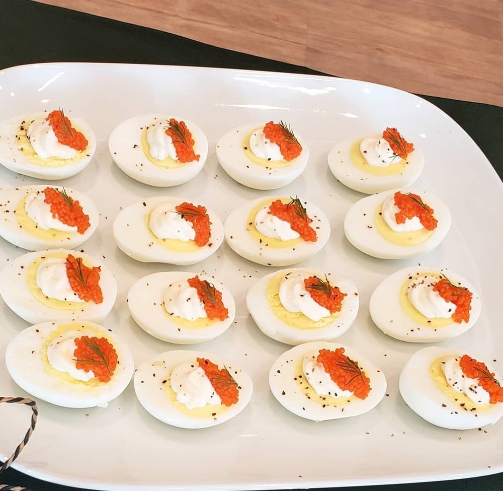 Agg Med Tang Roe: Hardboiled egg topped with mayo and seaweed pearls
