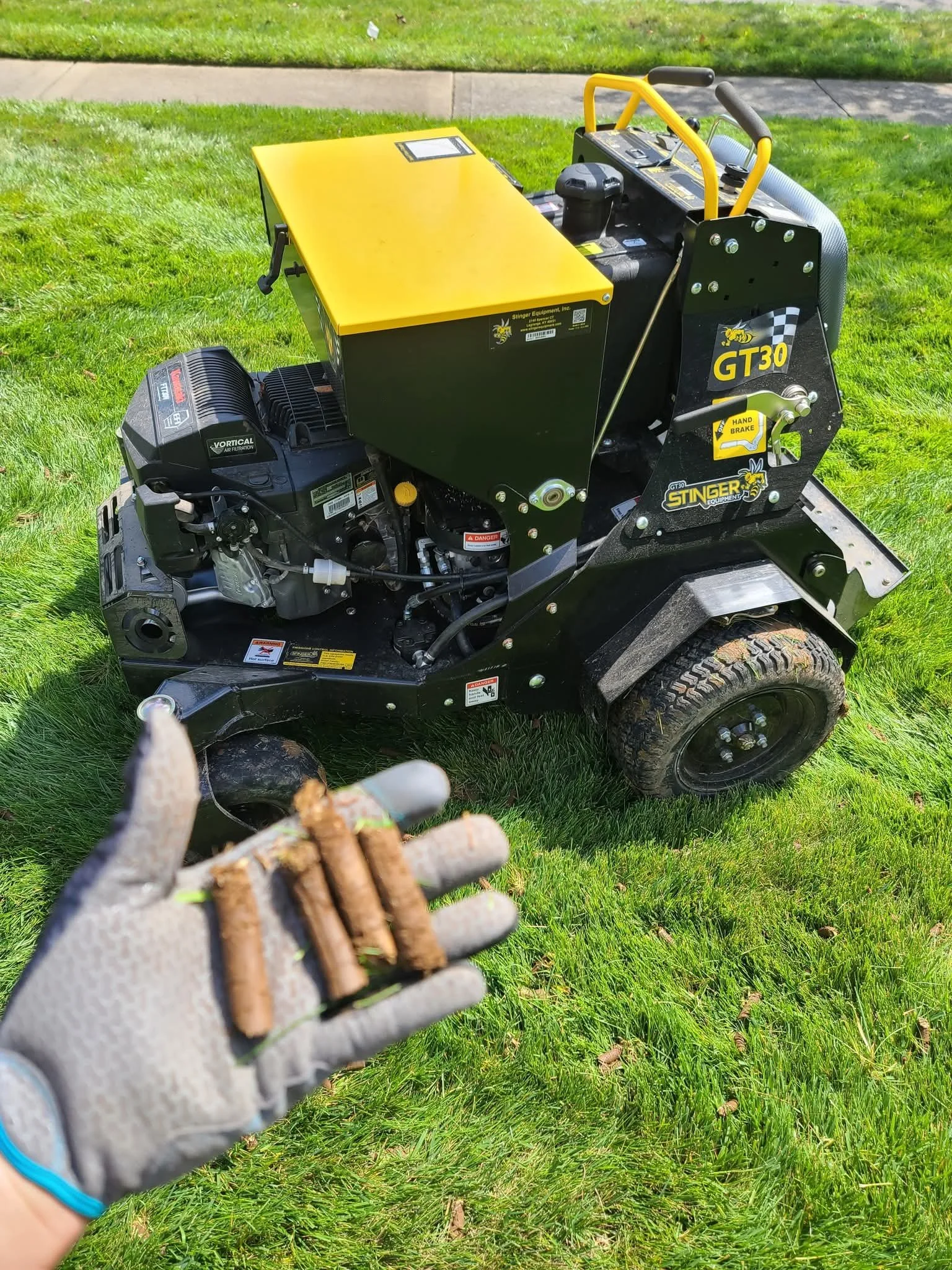 Core Aeration core size example from aeration service in westlake