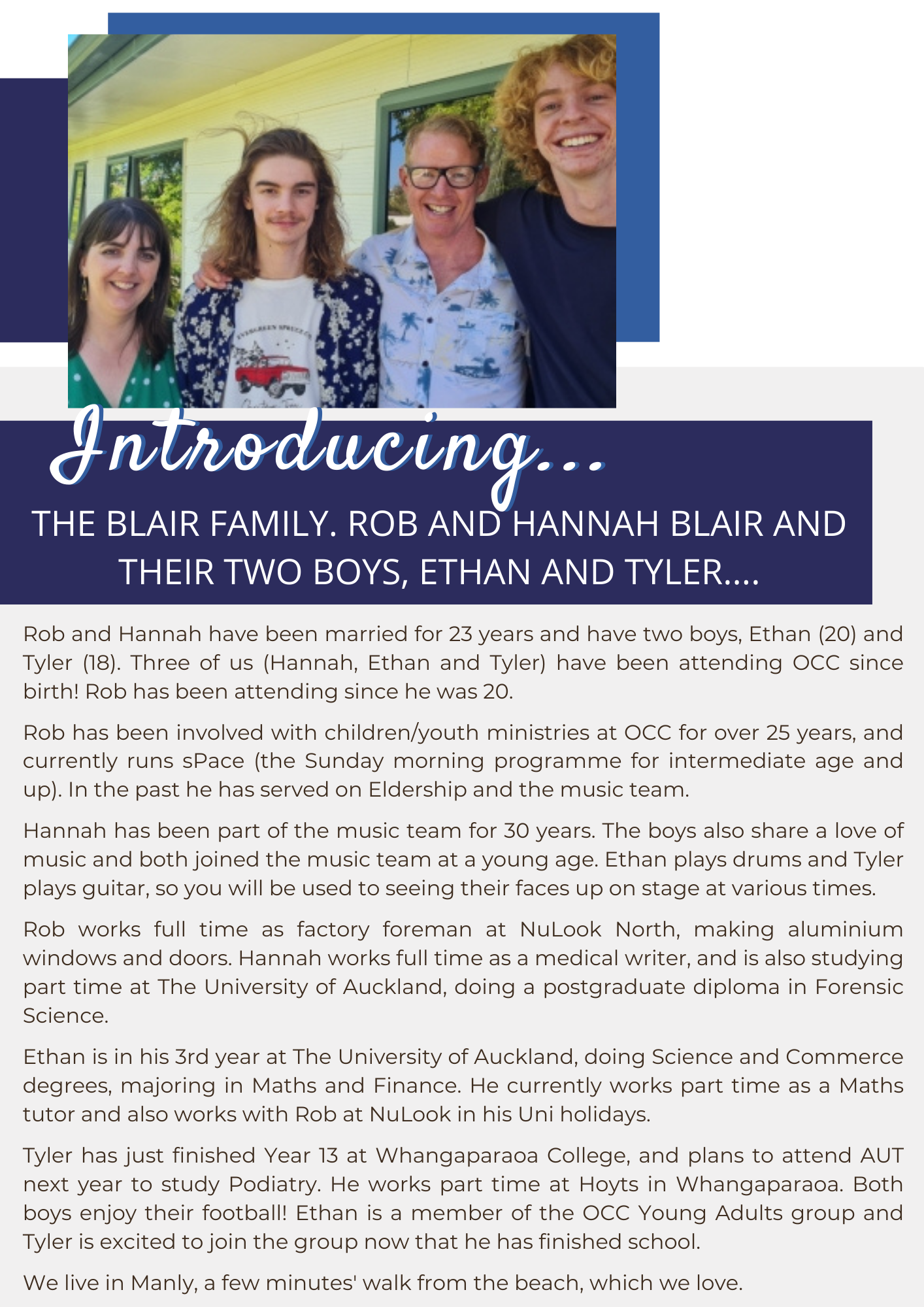 Blair Family — Orewa Community Church
