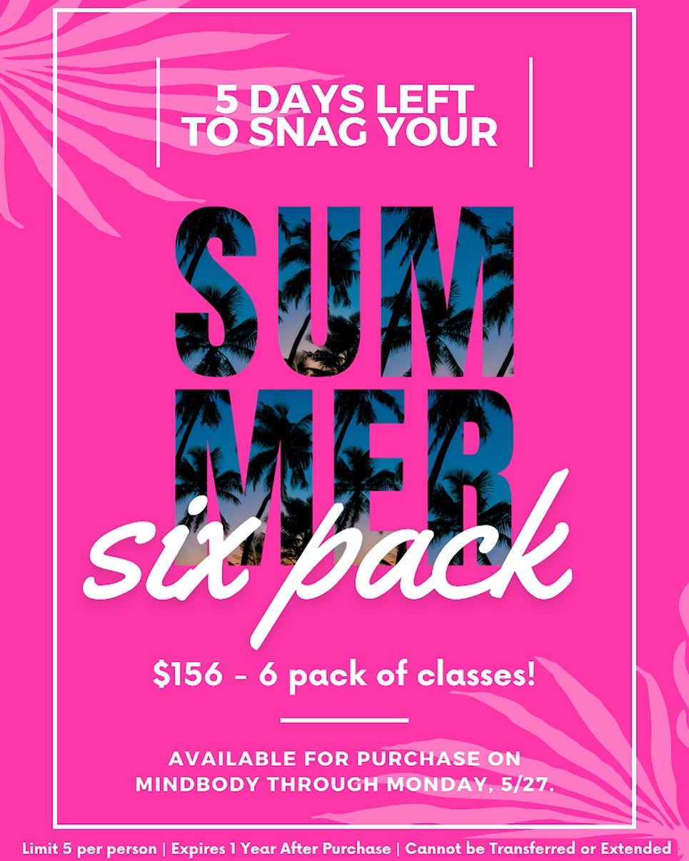 5 days left to snag the (MDR) deal of the year! This only happens once a year, so don&rsquo;t wait to take advantage of this amazing offer. Get a 6 pack of classes for only $156 😱 Click the 🔗 in bio to purchase! #lookitfeelitliveit&reg; #thestudiom