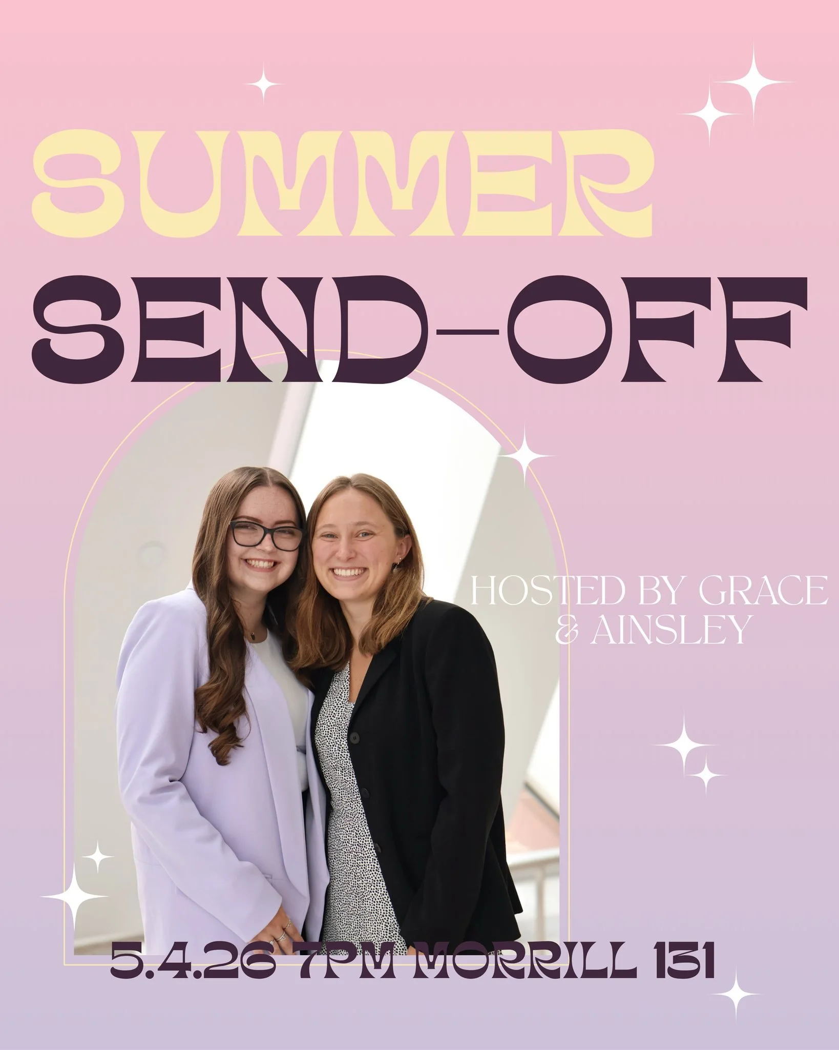 Our last meeting of the semester will be tomorrow at 7PM in Morrill 131 (yes, cue the tears😢). This summer send-off will be hosted by our wonderful Co-Presidents Ainsley &amp; Grace! Join us to reflect on the year in review, honor our EBoard seniors