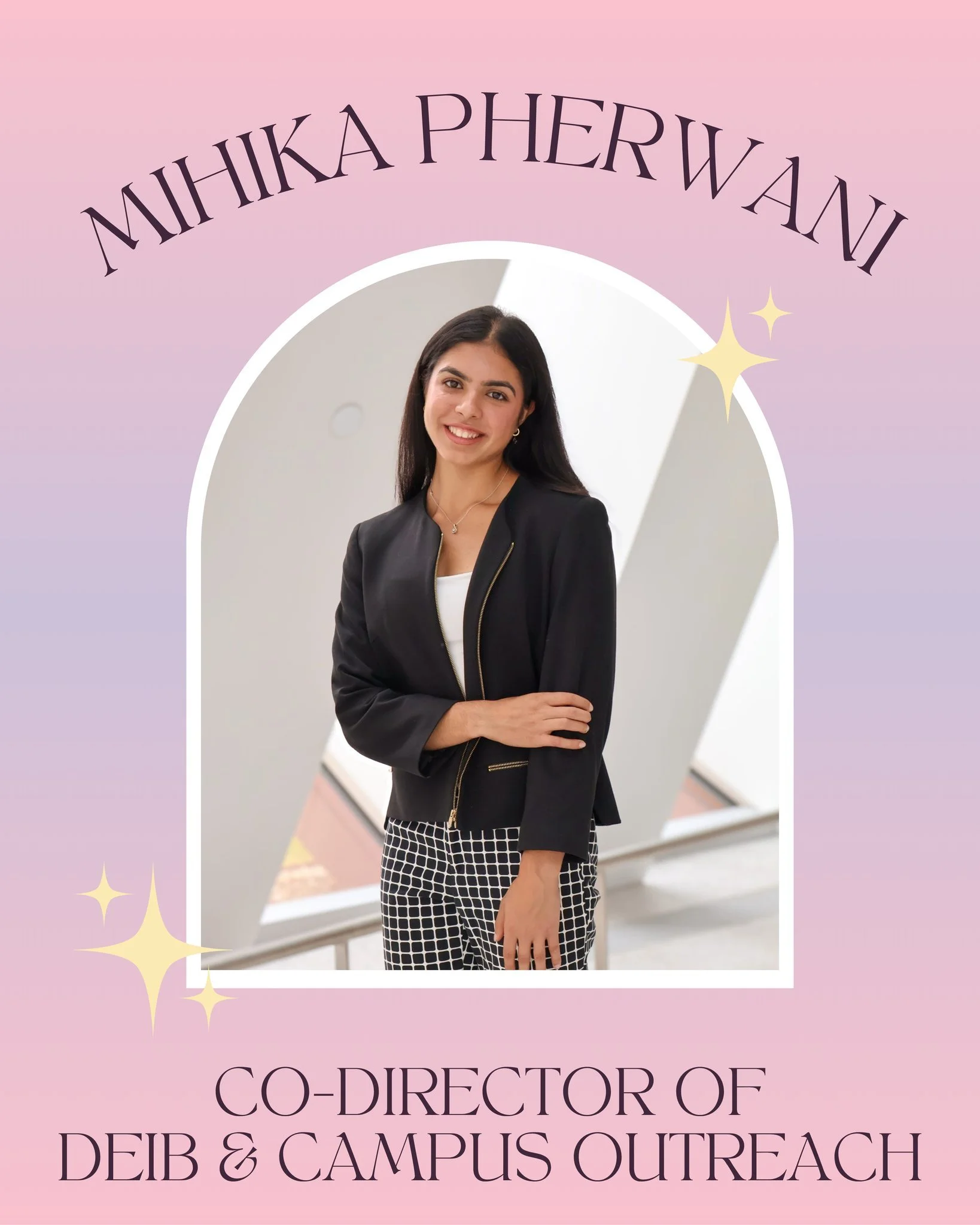 💜Meet one of our Co-Directors of DEI and Campus Outreach, Mihika Pherwani!!💜 

Mihika is a sophomore Management major from Southborough, MA, and she also plans to pursue a minor in Psychology. She has been a member of Women in Business since her fr