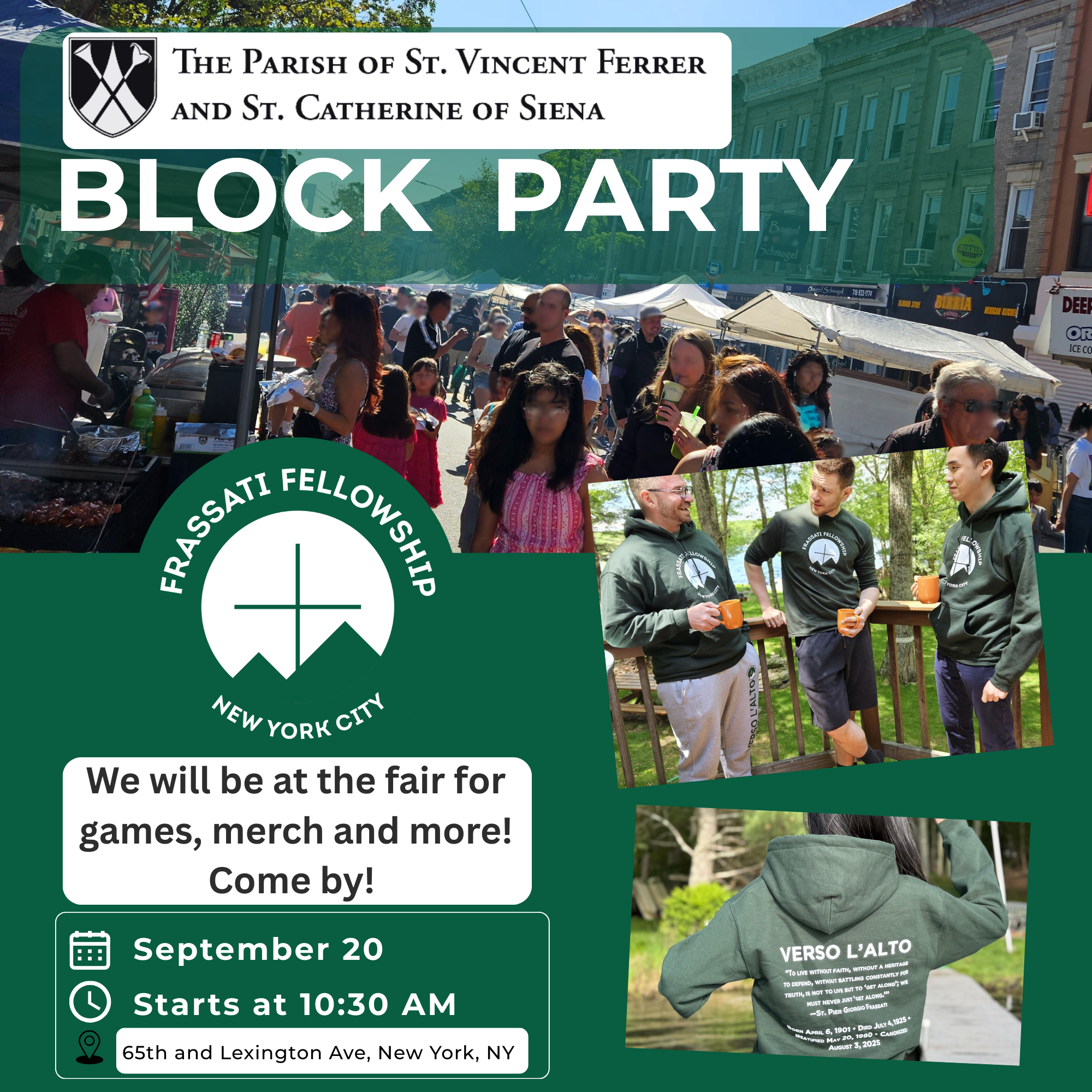 SVSC Block Party: Frassati NYC Booth