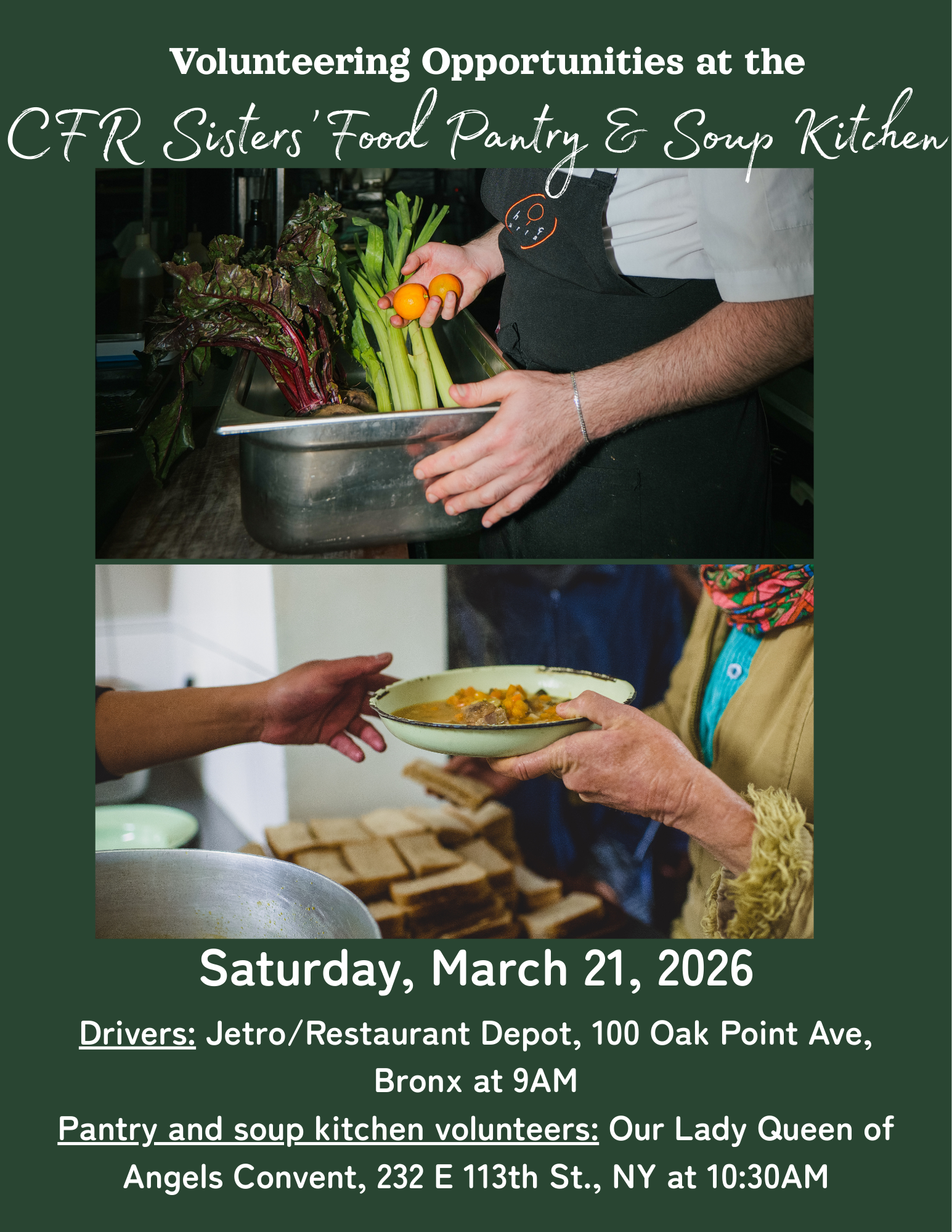 March Food Pantry and Soup Kitchen