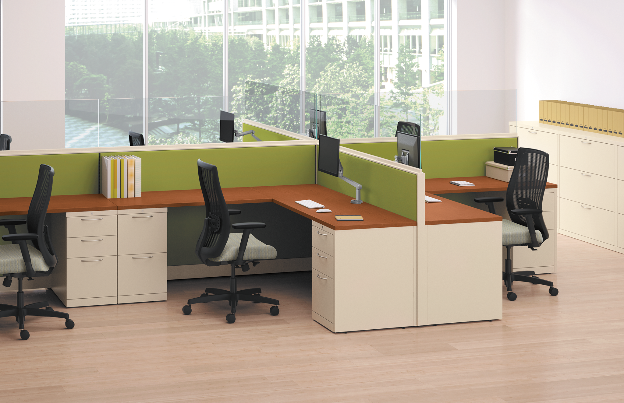 HON Accelerate System with Frameless Glass