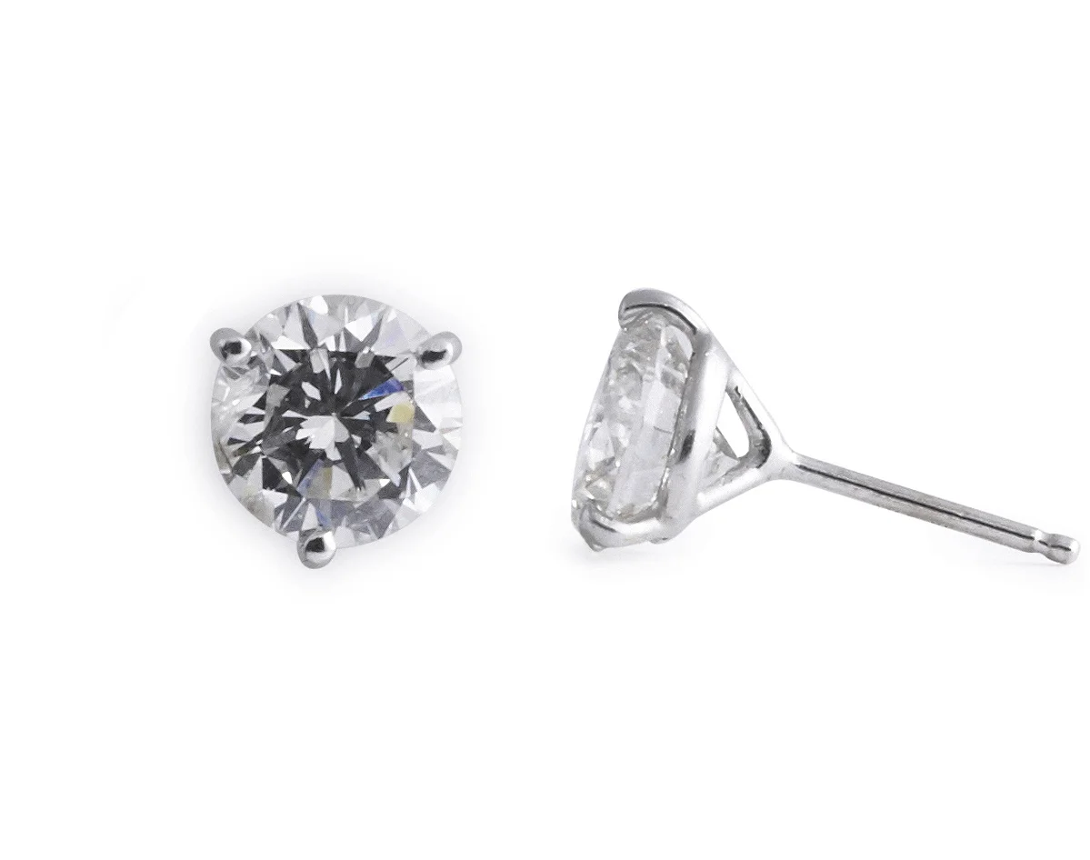 3.09ct Round Brilliant Diamond Studs