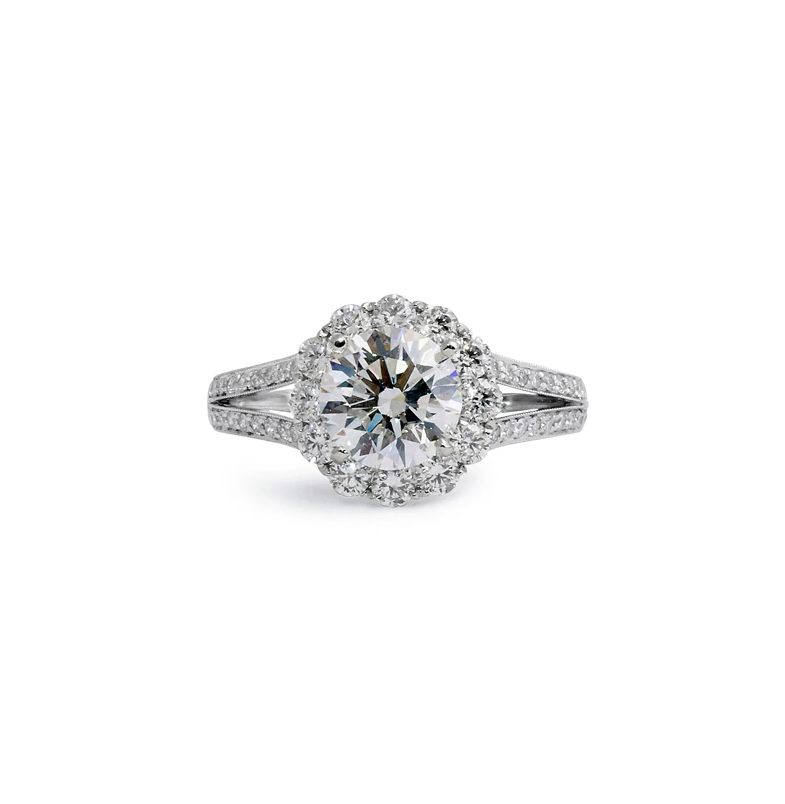 Round Brilliant Engagement Ring With Diamond Halo