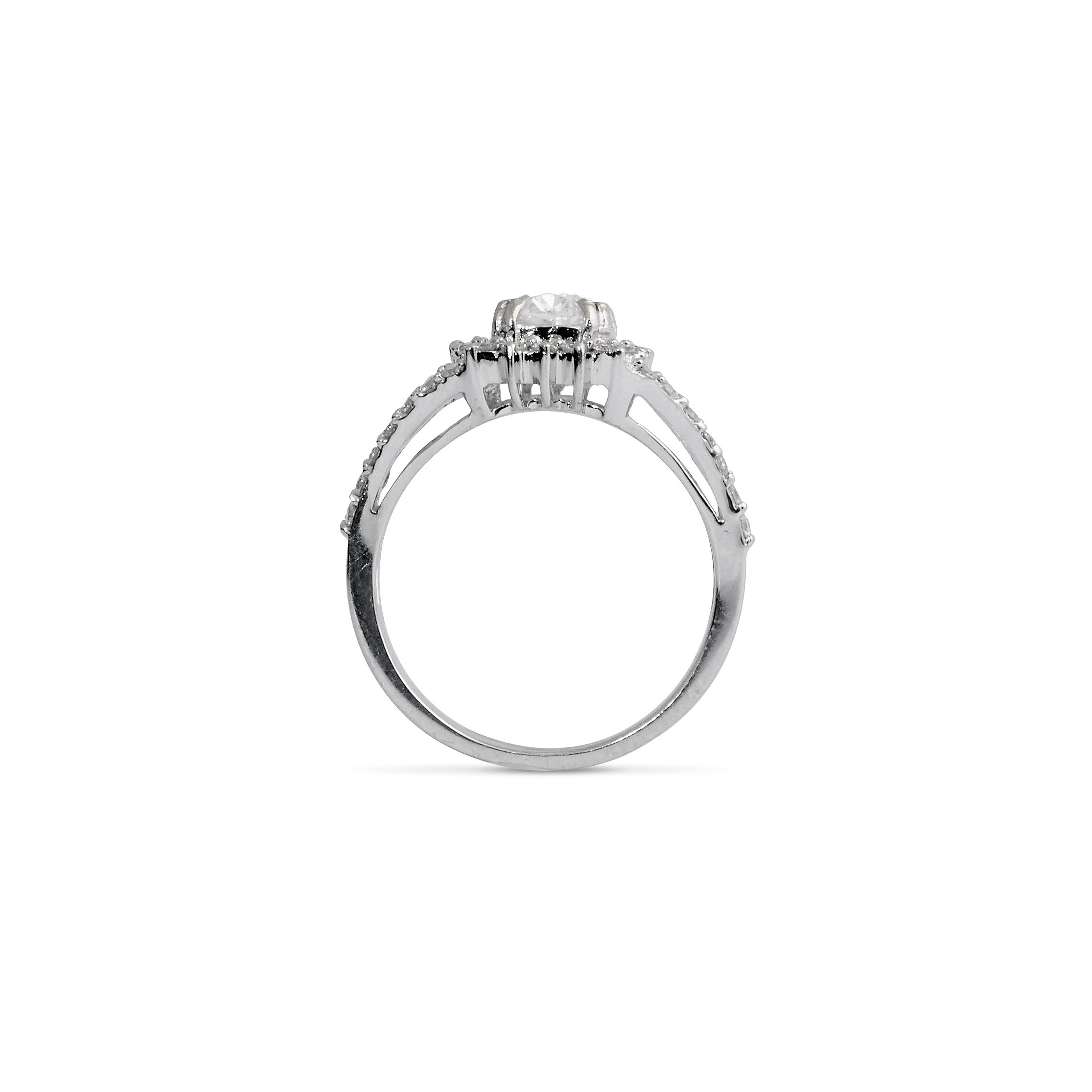 Oval Diamond Split Shank Engagement Ring