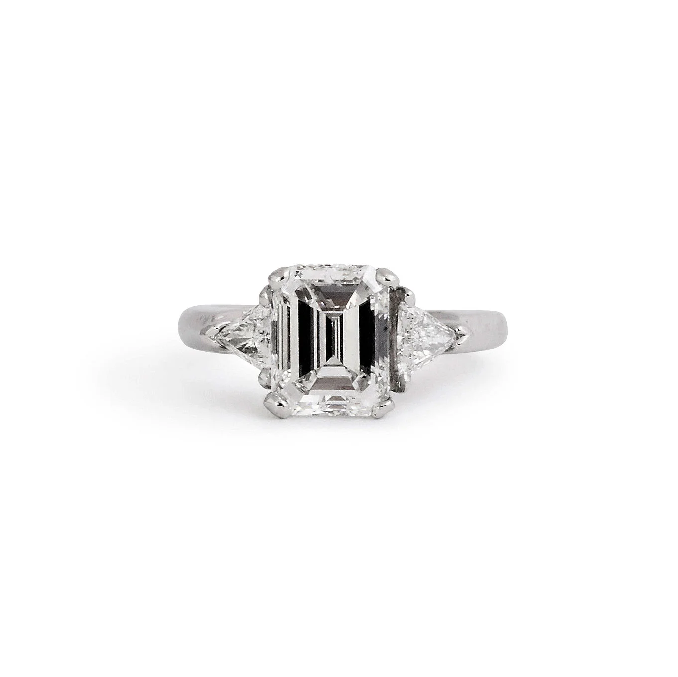 Emerald Cut Engagement Ring With Trillion Side Stones