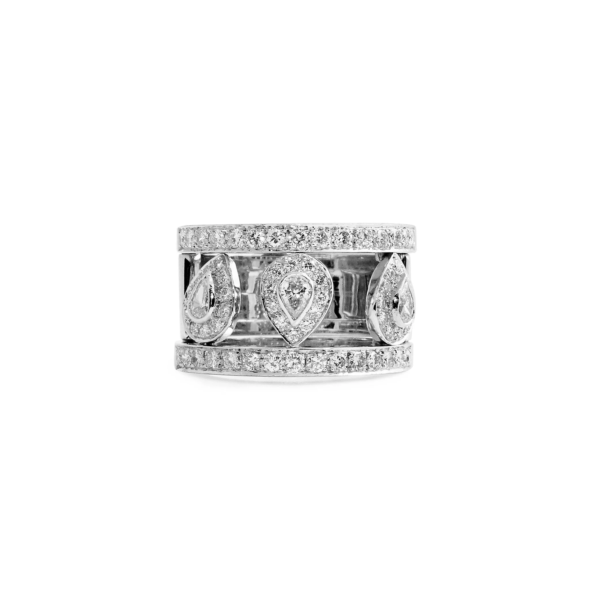 Three Pear Shape Diamond Wedding Band