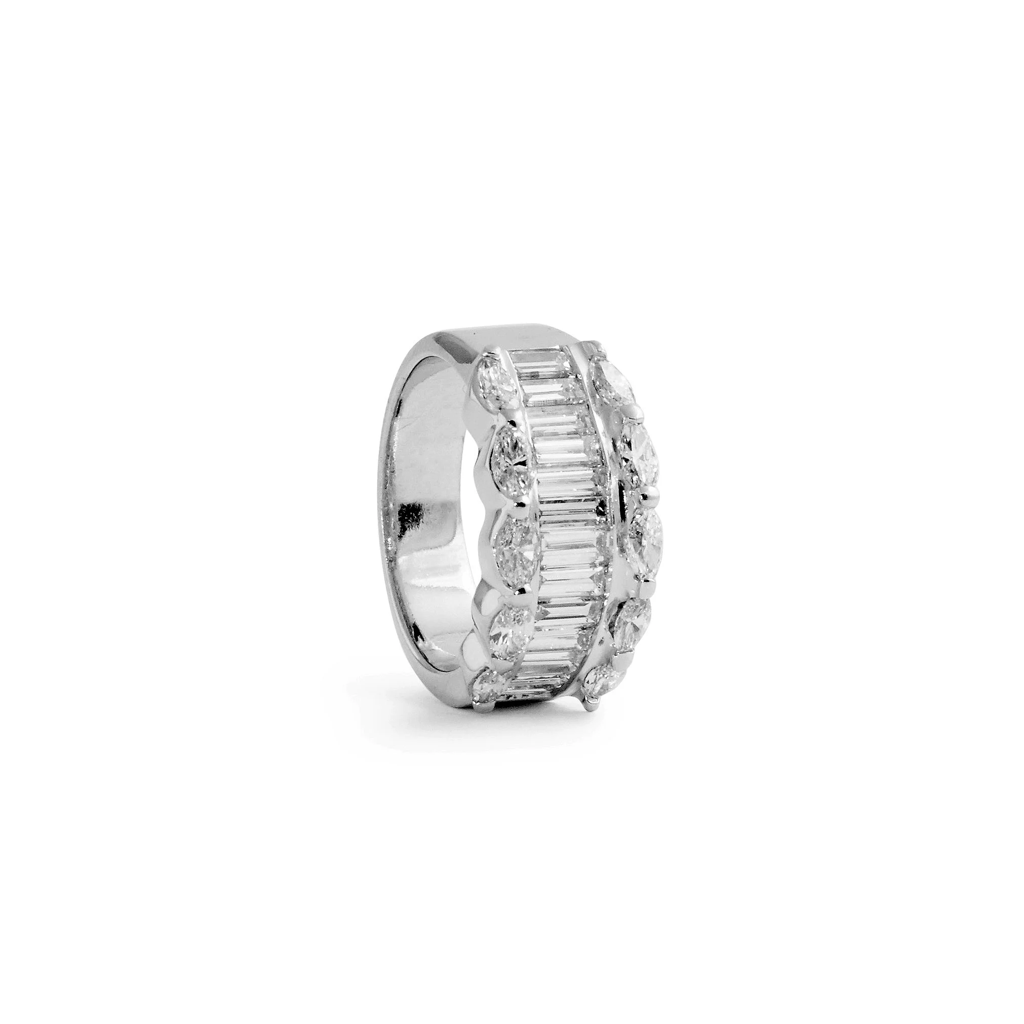 Marquise and Baguette Diamond Wedding Band