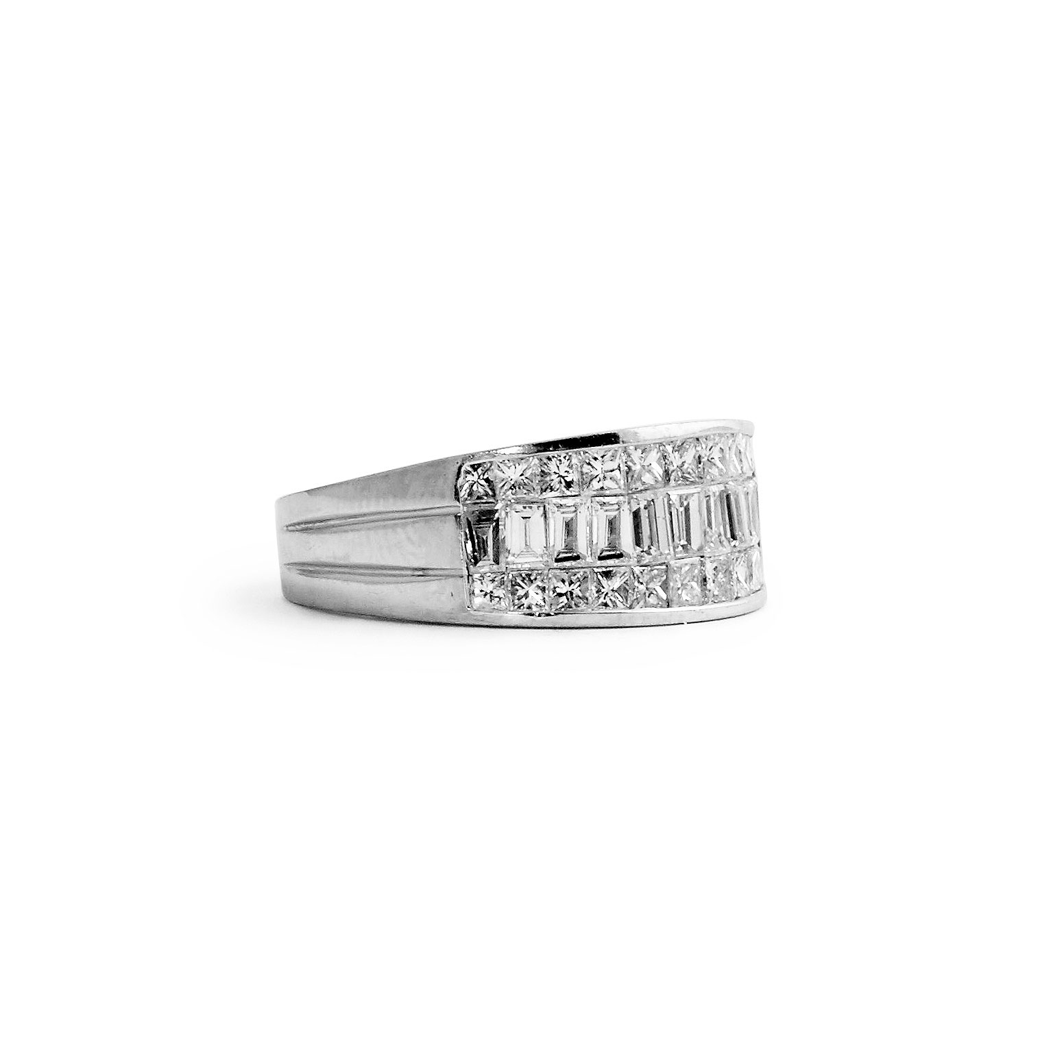 Princess and Baguette Diamond Wedding Band