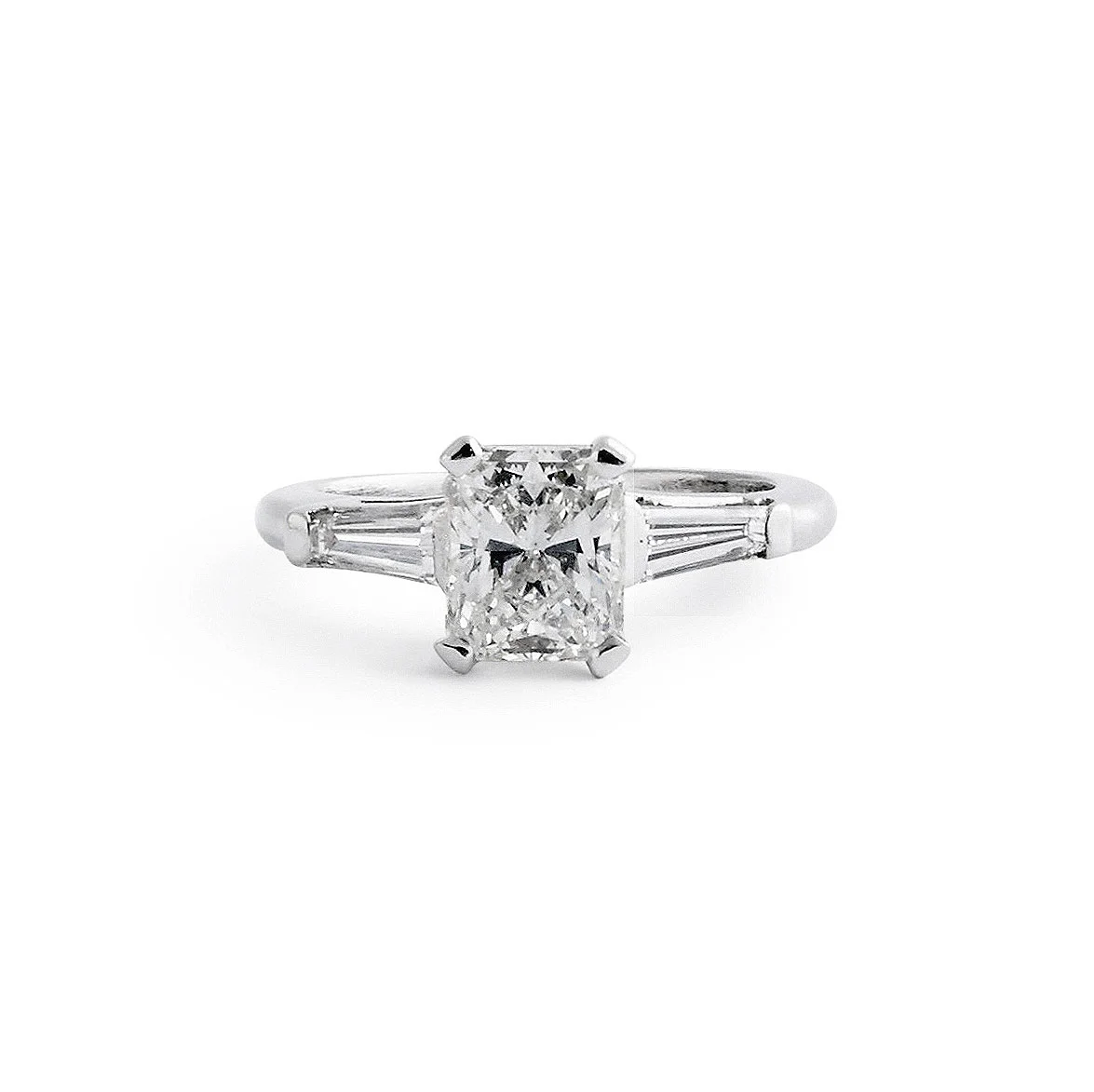 Radiant Cut Solitaire Engagement Ring With Baguettes