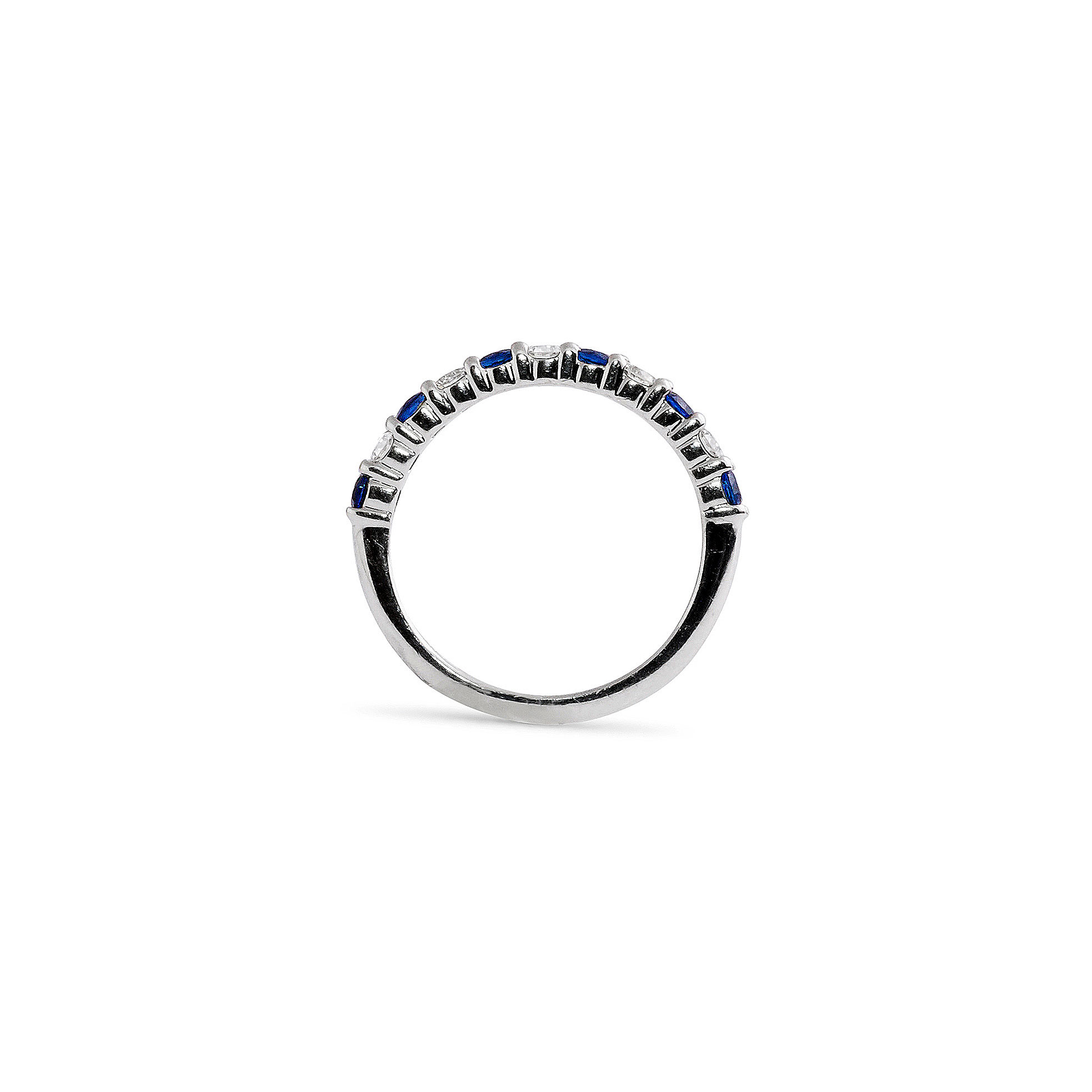 Blue Sapphire and Diamond Eternity Band