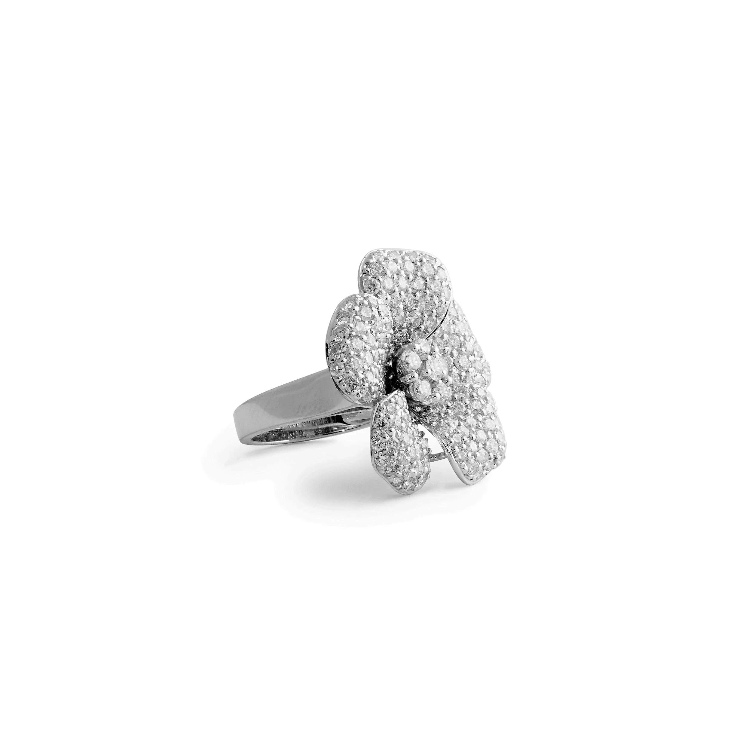 Flower Shape Pave Diamond Ring