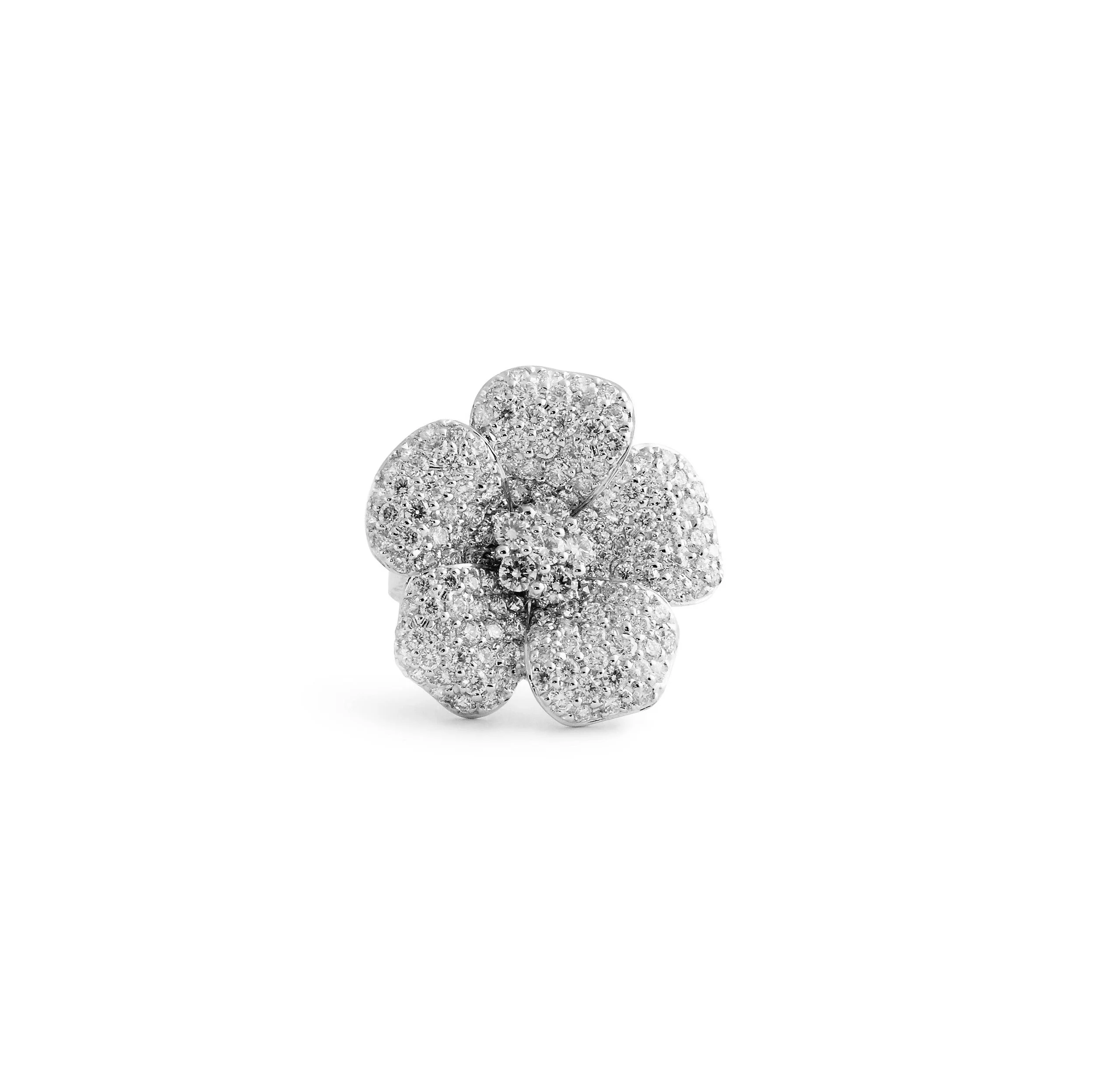 Flower Shape Pave Diamond Ring