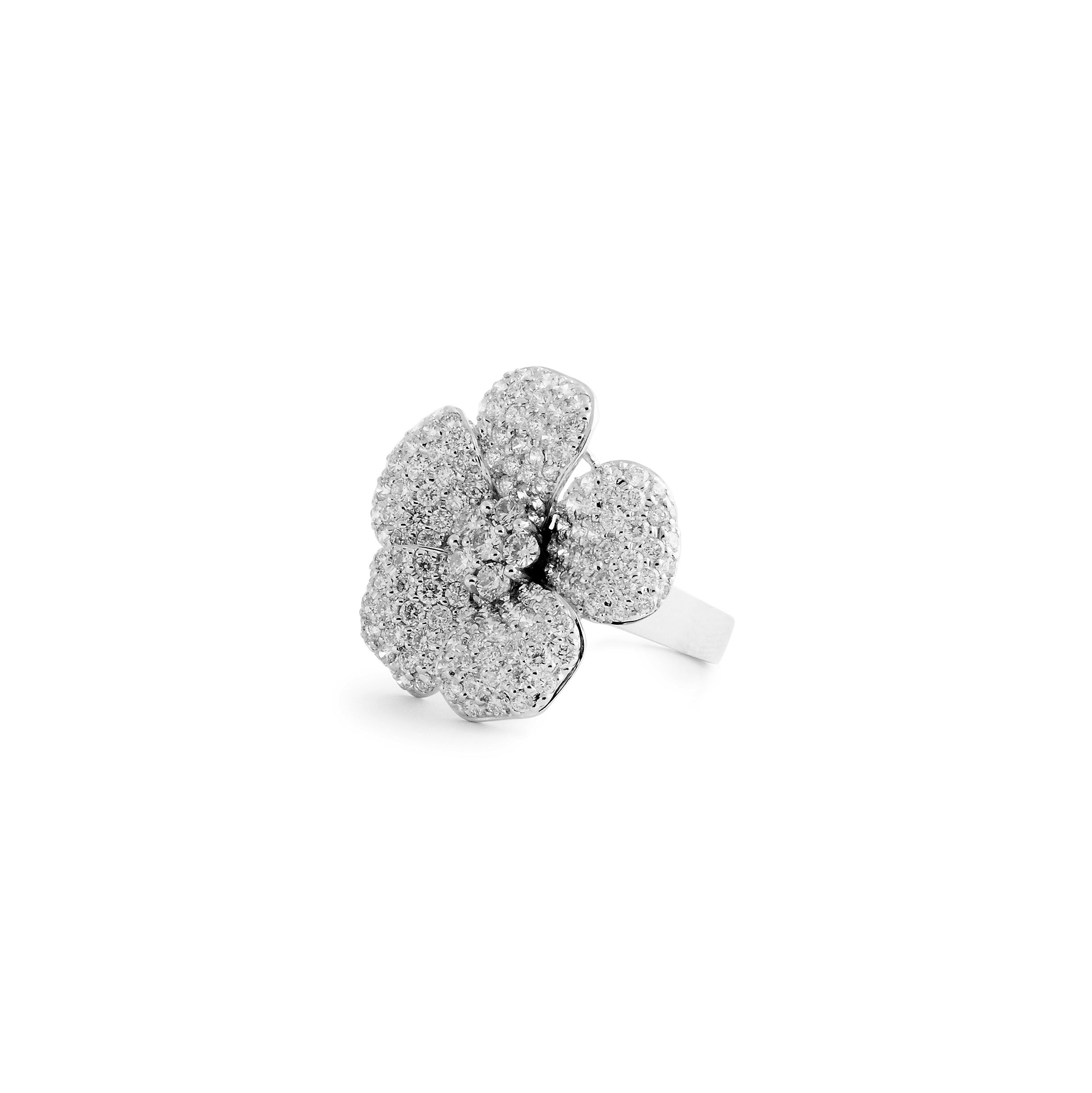 Flower Shape Pave Diamond Ring
