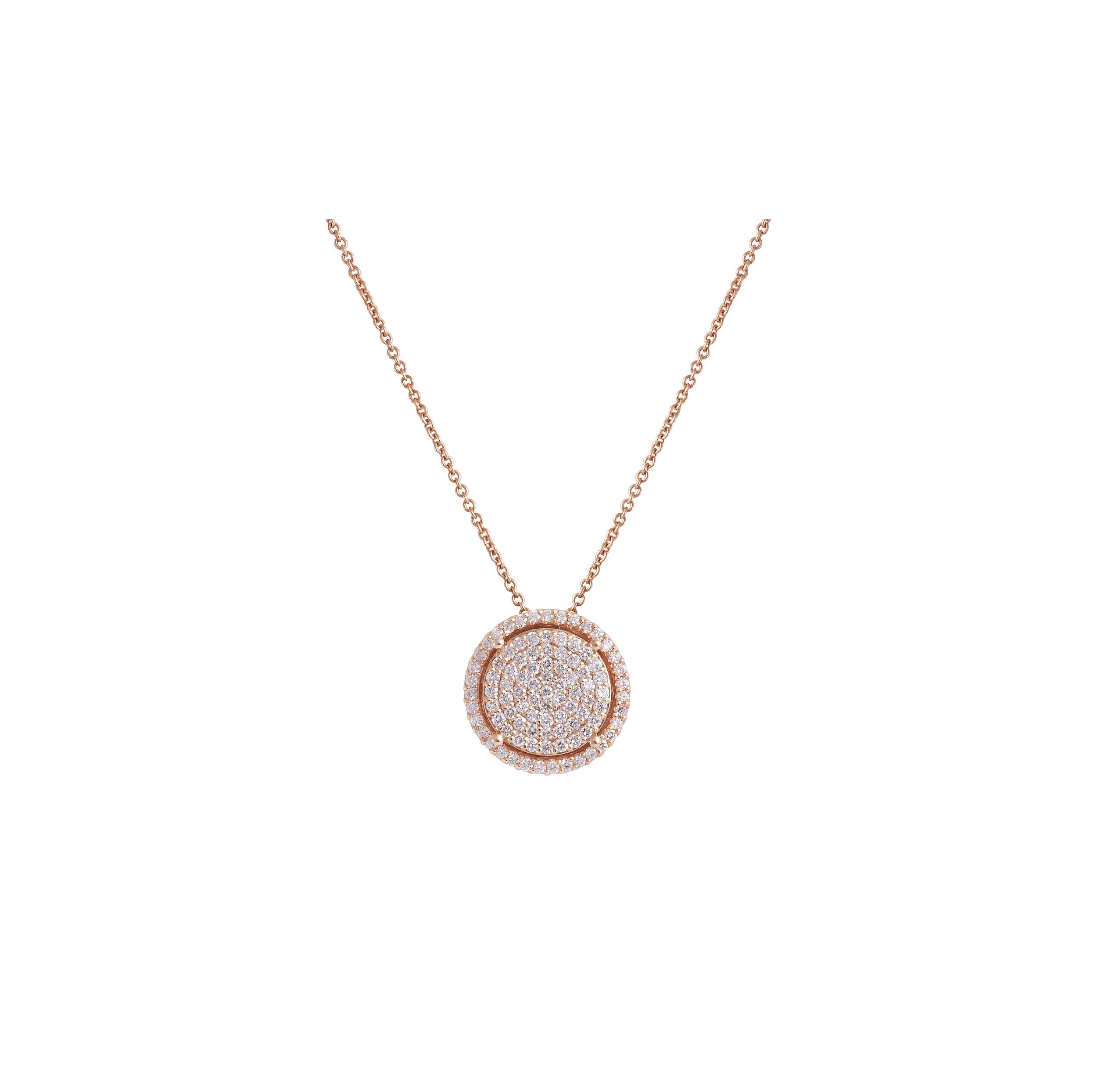 Round Diamond Pave Pendant Necklace