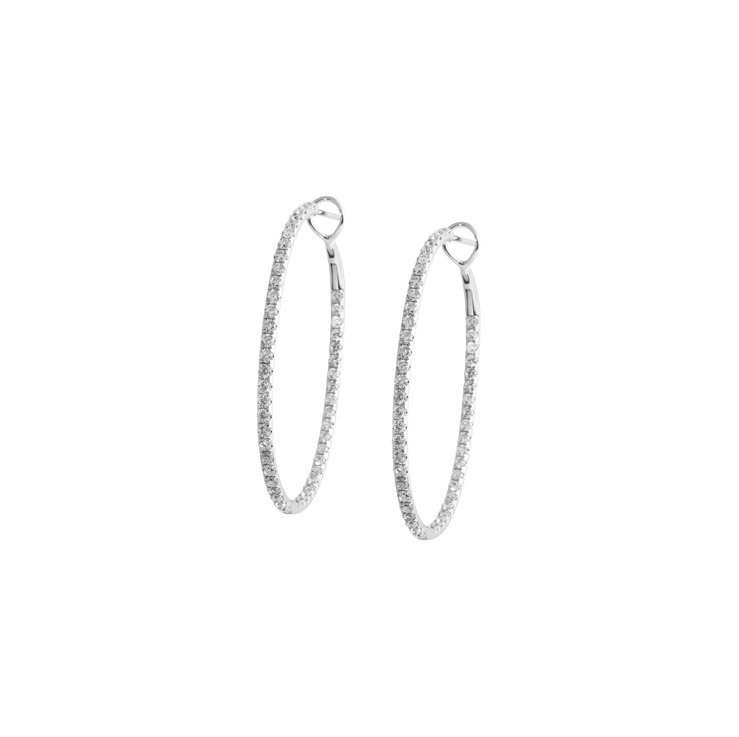 Oval Diamond Hoop Earrings