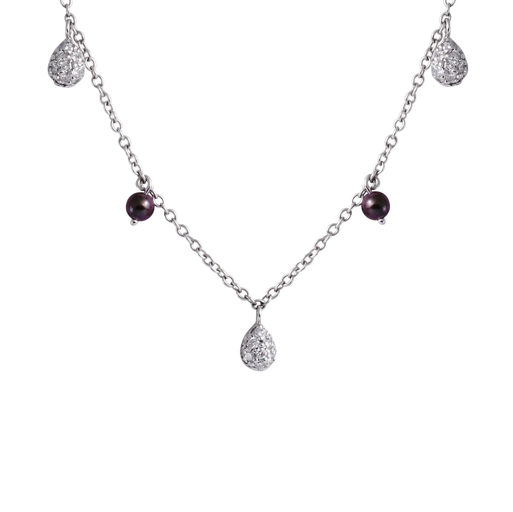 Diamond and Black Pearl Necklace