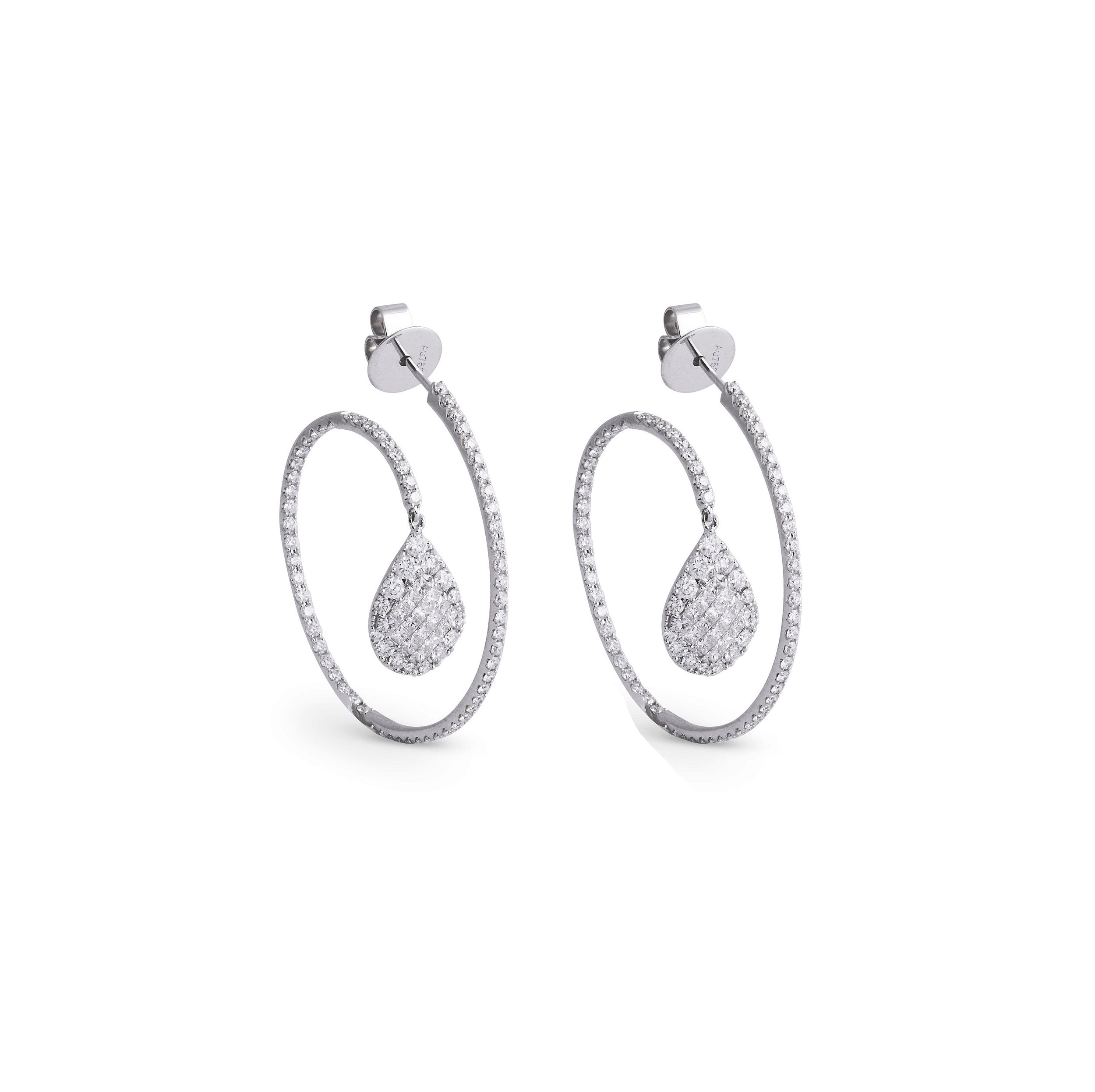 Diamond Hoop Earrings with Pear Shape