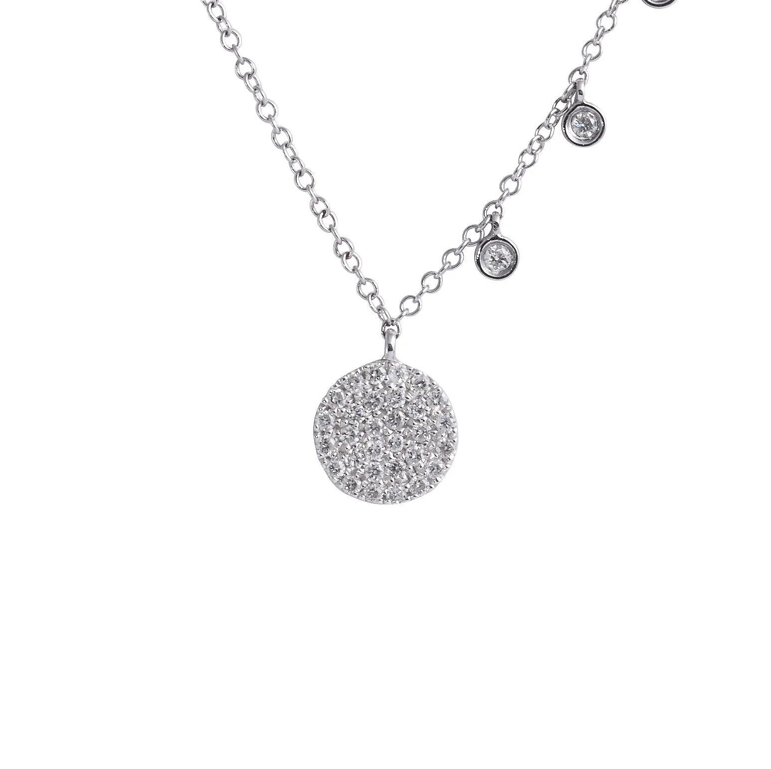 Pavé Diamond Disc Pendant Necklace