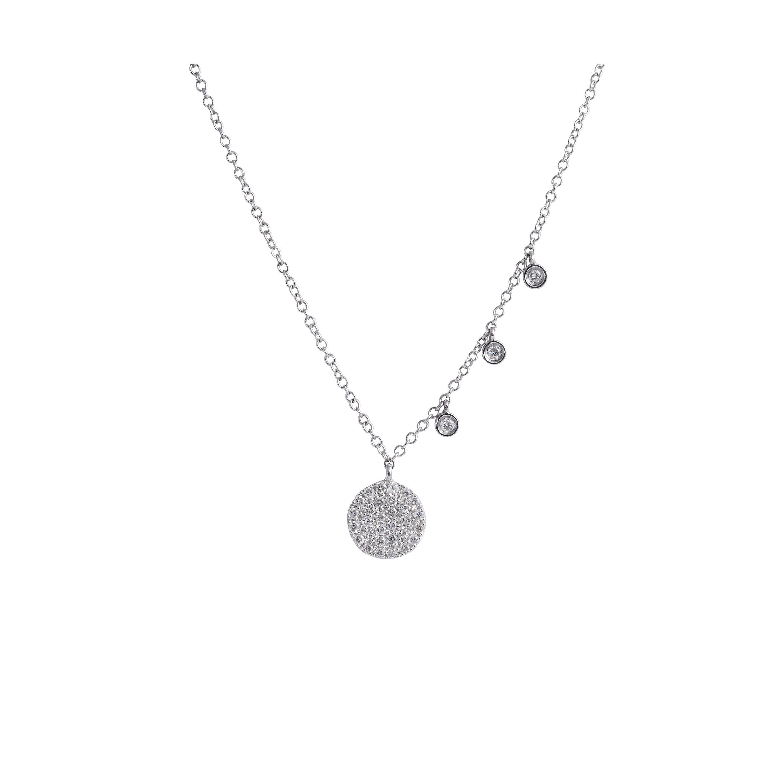 Pavé Diamond Disc Pendant Necklace