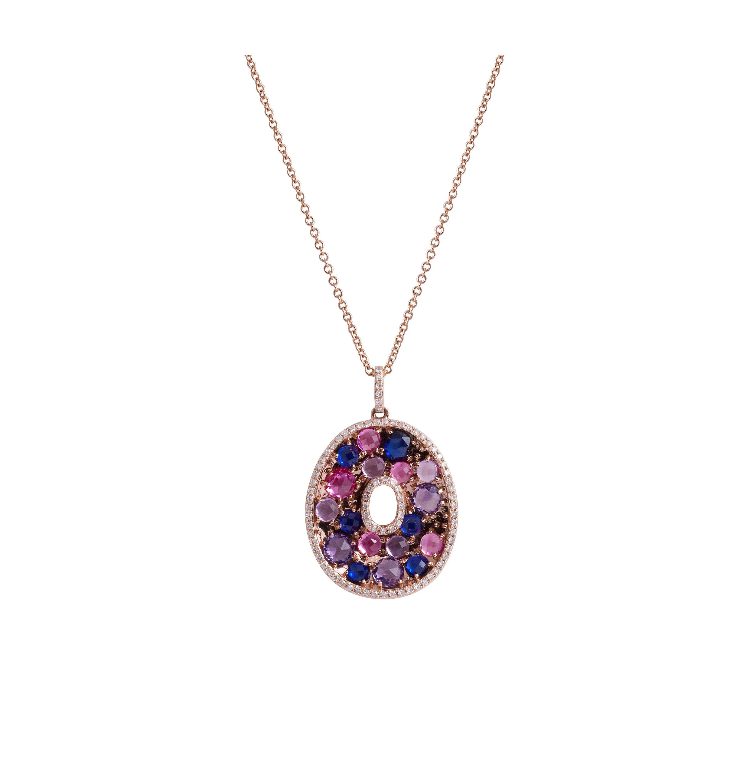 Semi-Precious Stones and Diamond Pendant